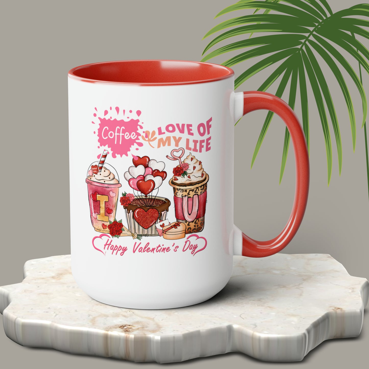 Happy valentines day Two-Tone Coffee Mugs, 15oz