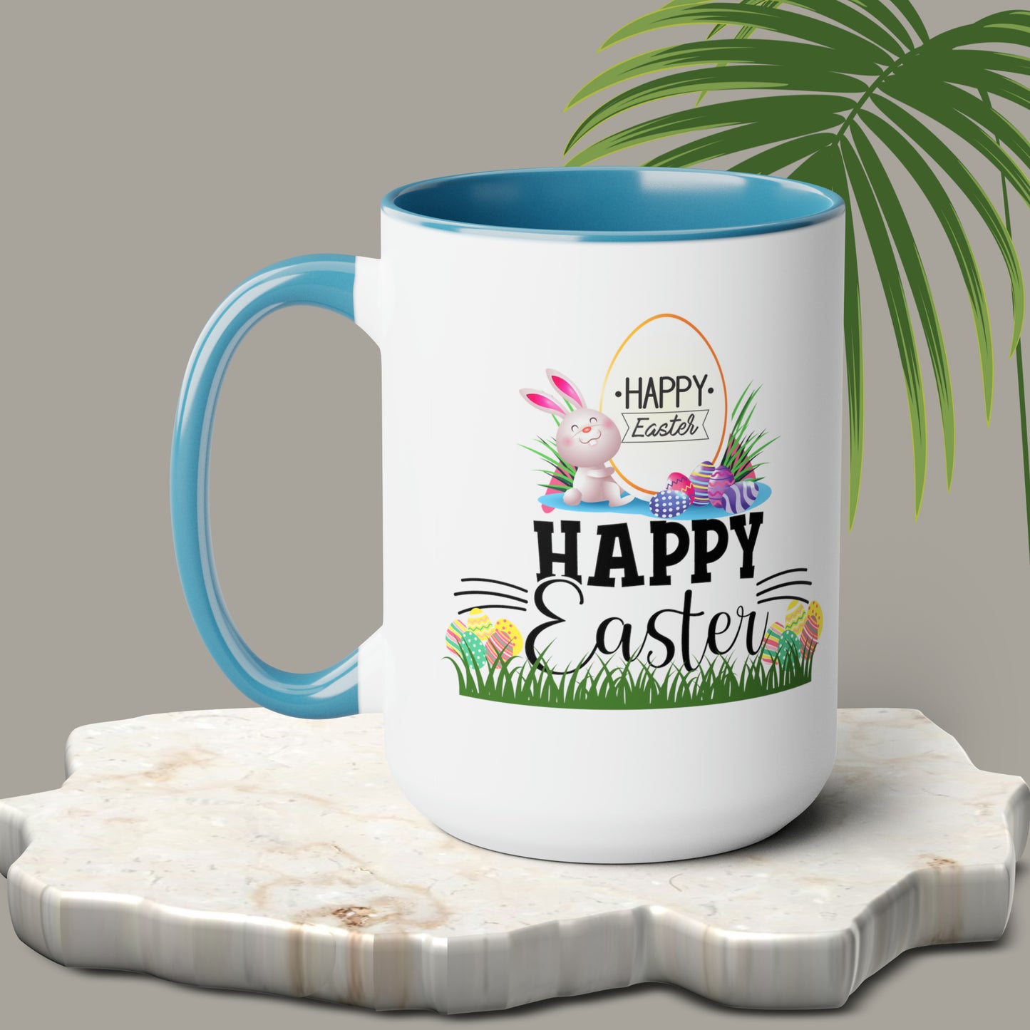 Happy Easter Two-Tone Coffee Mugs, 15oz