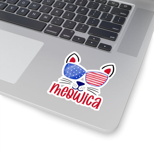 Happy 4th Of July Kiss-Cut Stickers, America, Flag, Peace Love America. Proud To Be An American, Red White Blue stickers. Meowica Stickers.