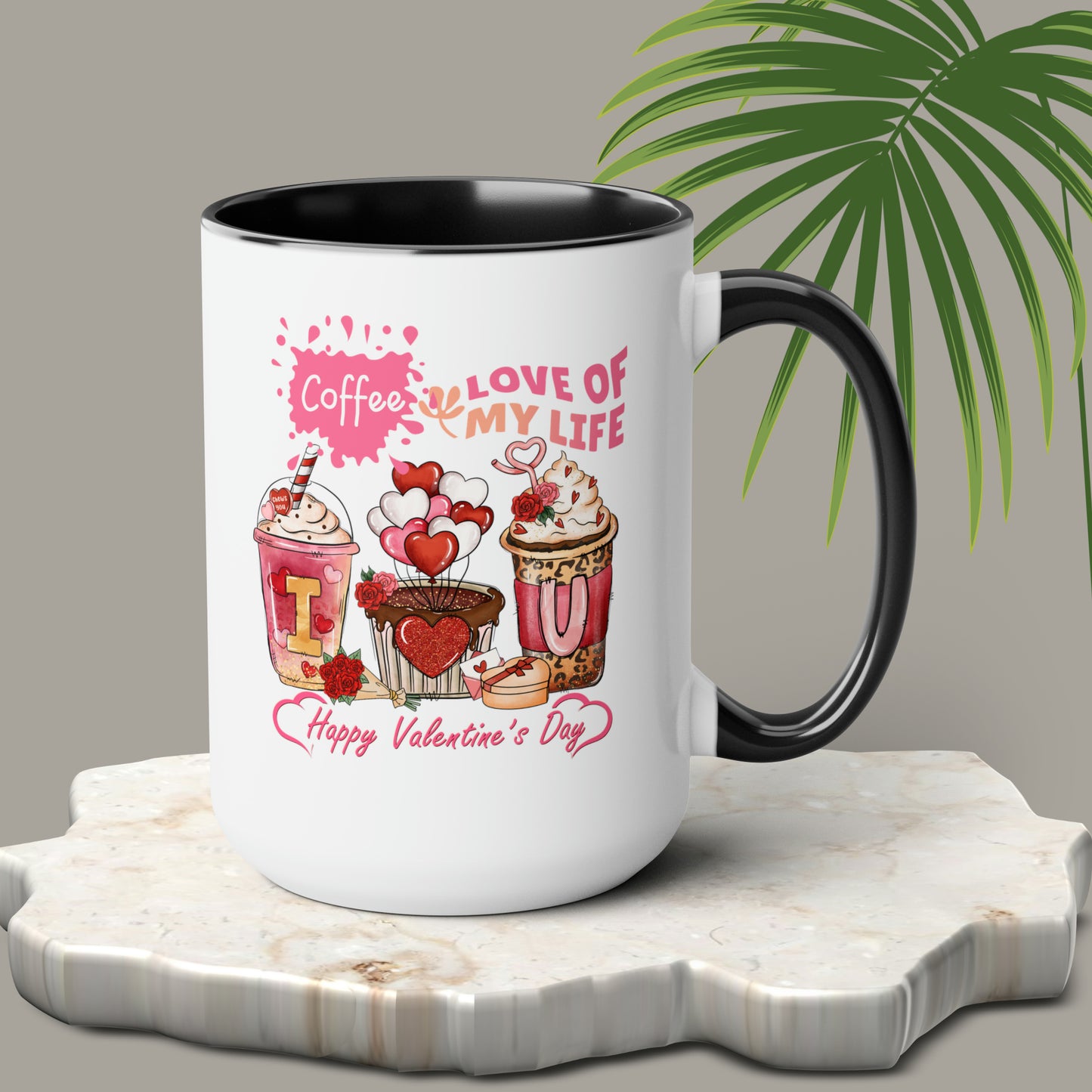 Happy valentines day Two-Tone Coffee Mugs, 15oz