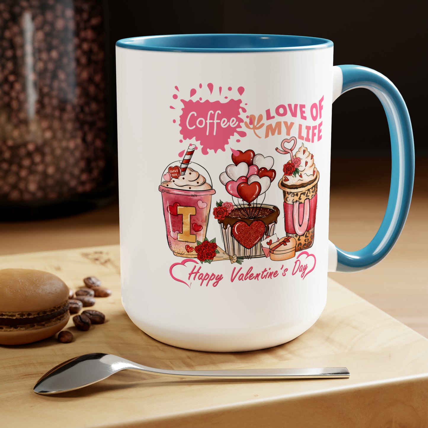 Happy valentines day Two-Tone Coffee Mugs, 15oz