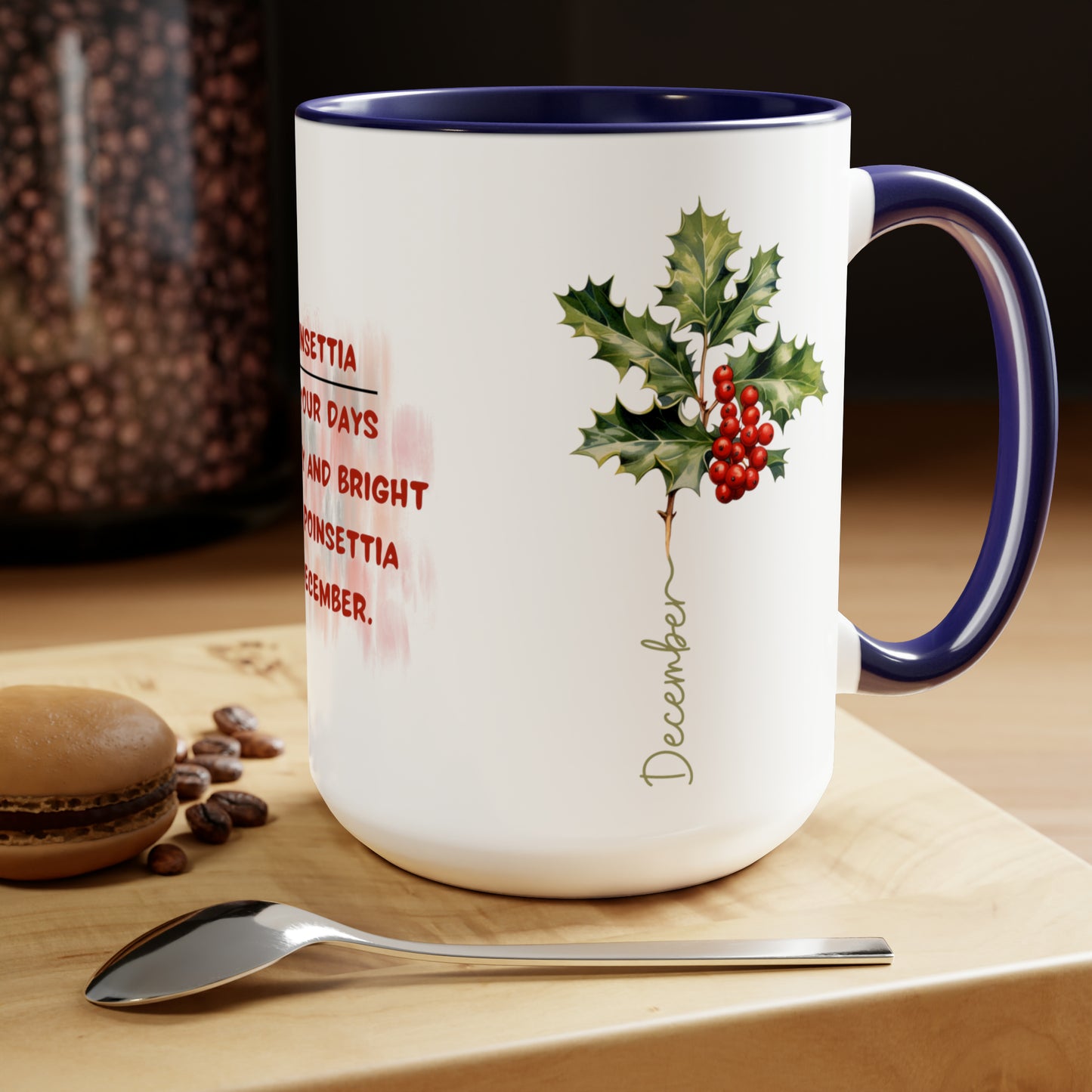 December Birth Month Flower Two-Tone Coffee Mugs, 15oz, Birth Month Flower mug.