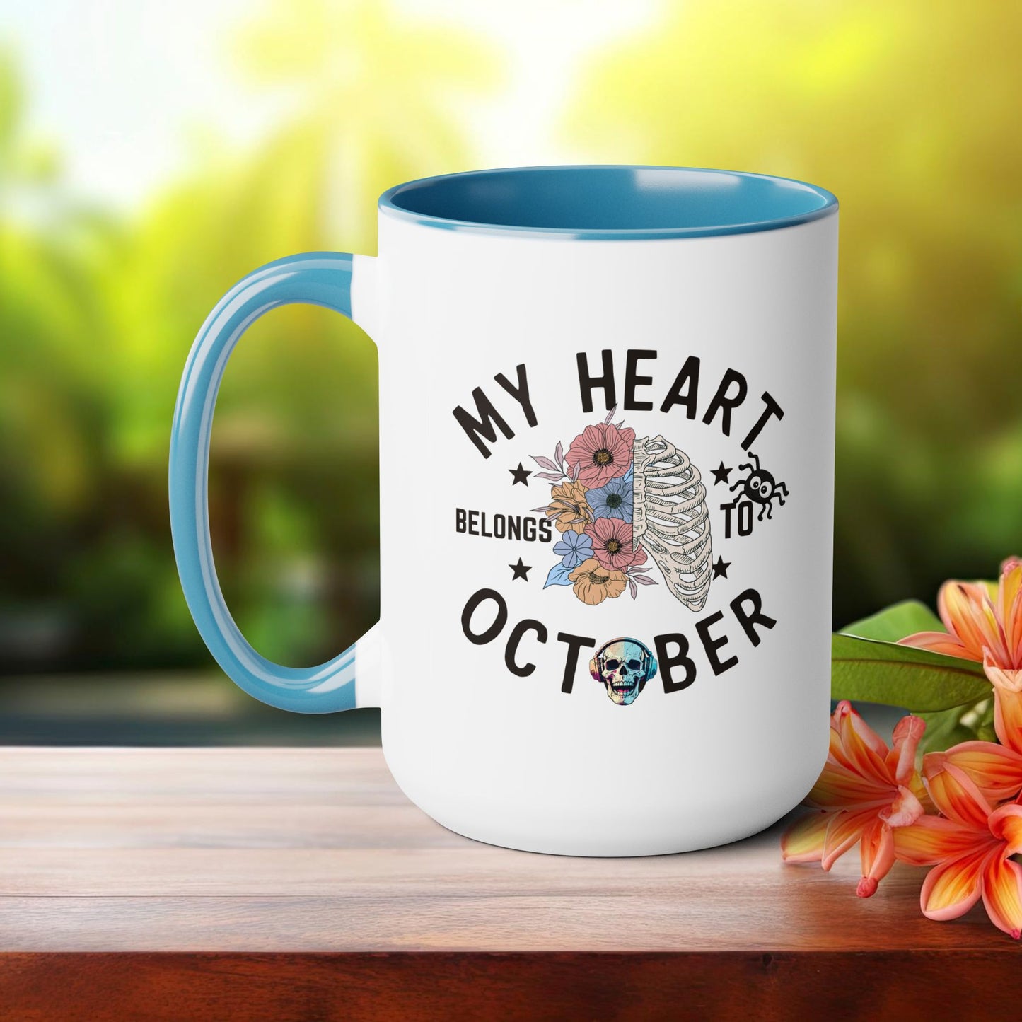 My Heart Belongs To October Halloween Coffee Mug,  Let's Go Halloween Coffee Mug, Trick or Treat Halloween Coffee Mug, Cute Skeleton Coffee Mug, Spooky Season Halloween Coffee Mug.