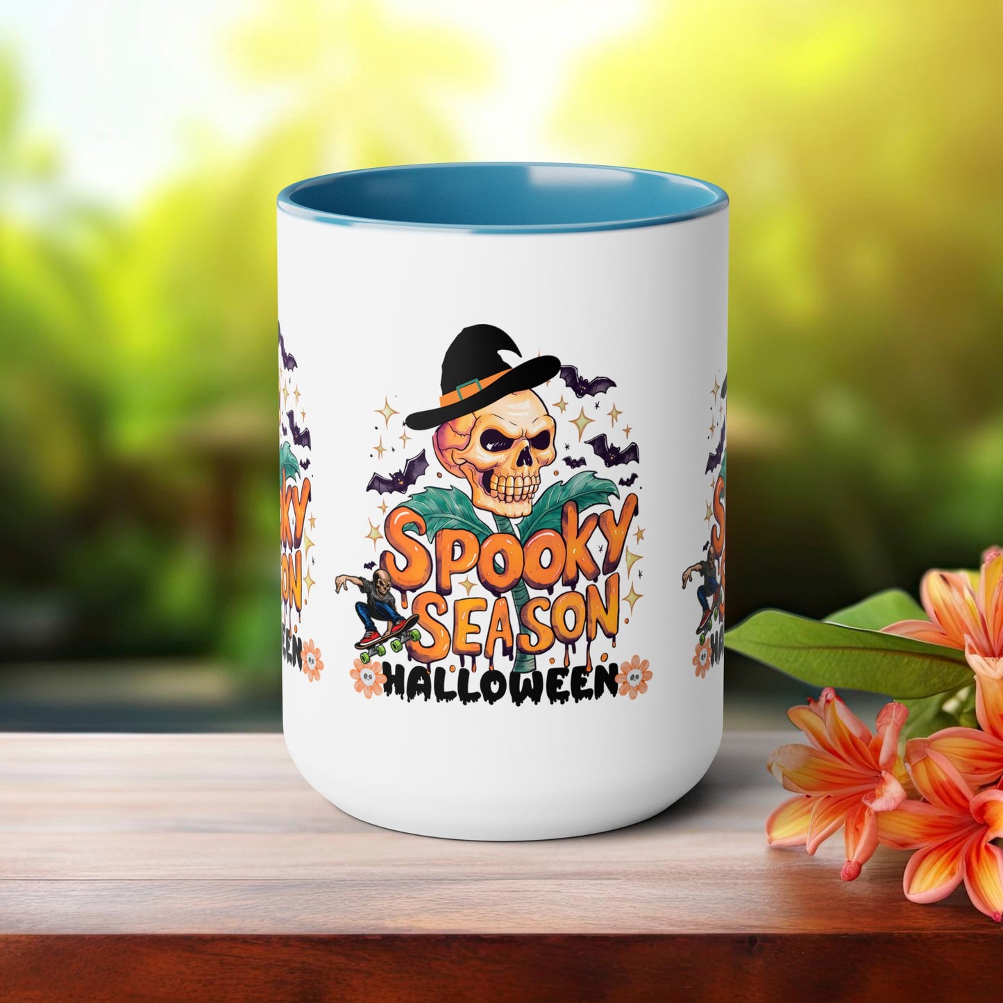 Spooky Season Halloween Coffee Mug, Halloween Coffee Mug, Trick or Treat Halloween Coffee Mug, Cute Skeleton Coffee Mug, Spooky Vibes Halloween Coffee Mug.