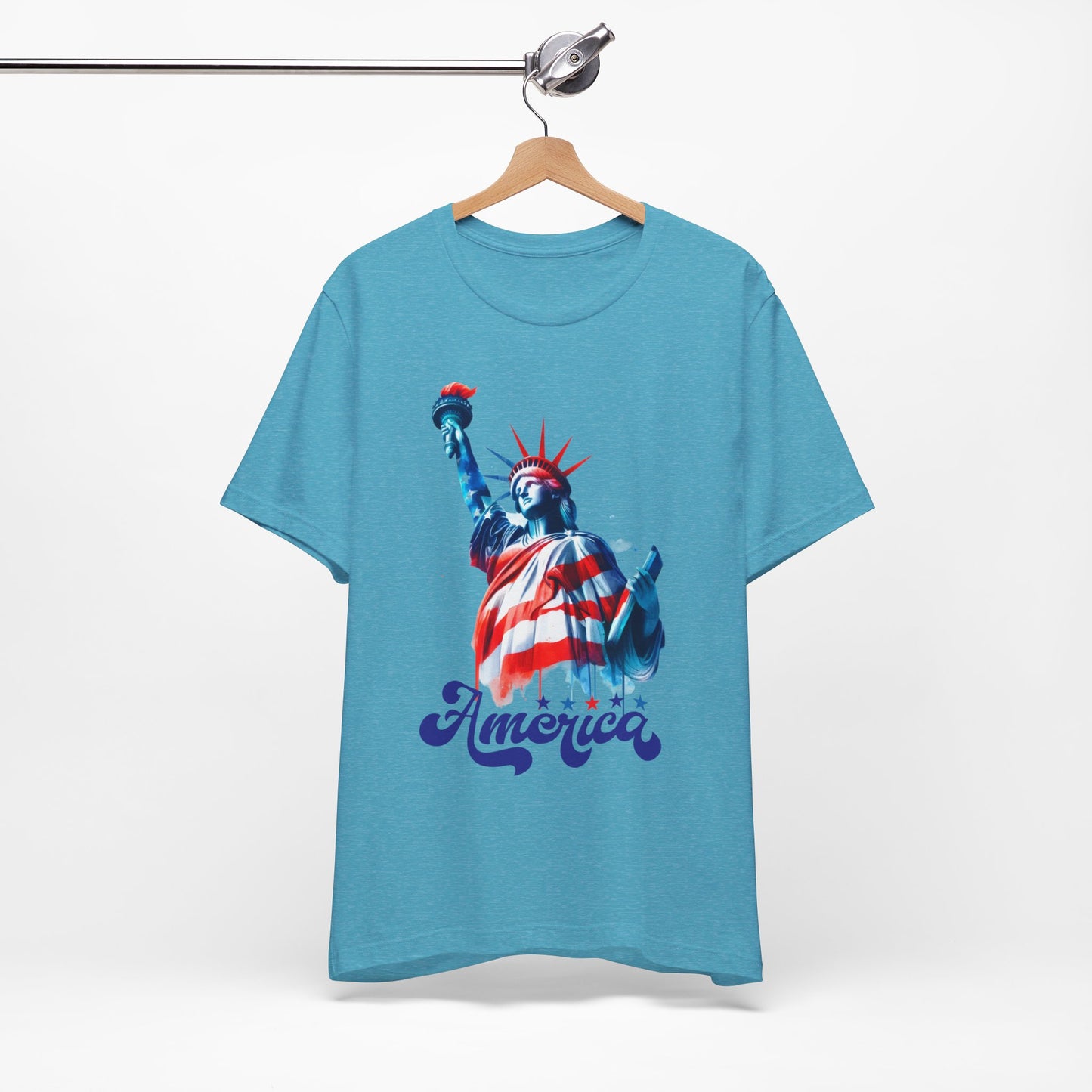 4th of July T-shirt, Sweet Land Of Liberty T-Shirt, Fourth of July unisex jersey short sleeve, America, Flag, Peace Love America. Proud To Be An American, Red White Blue.