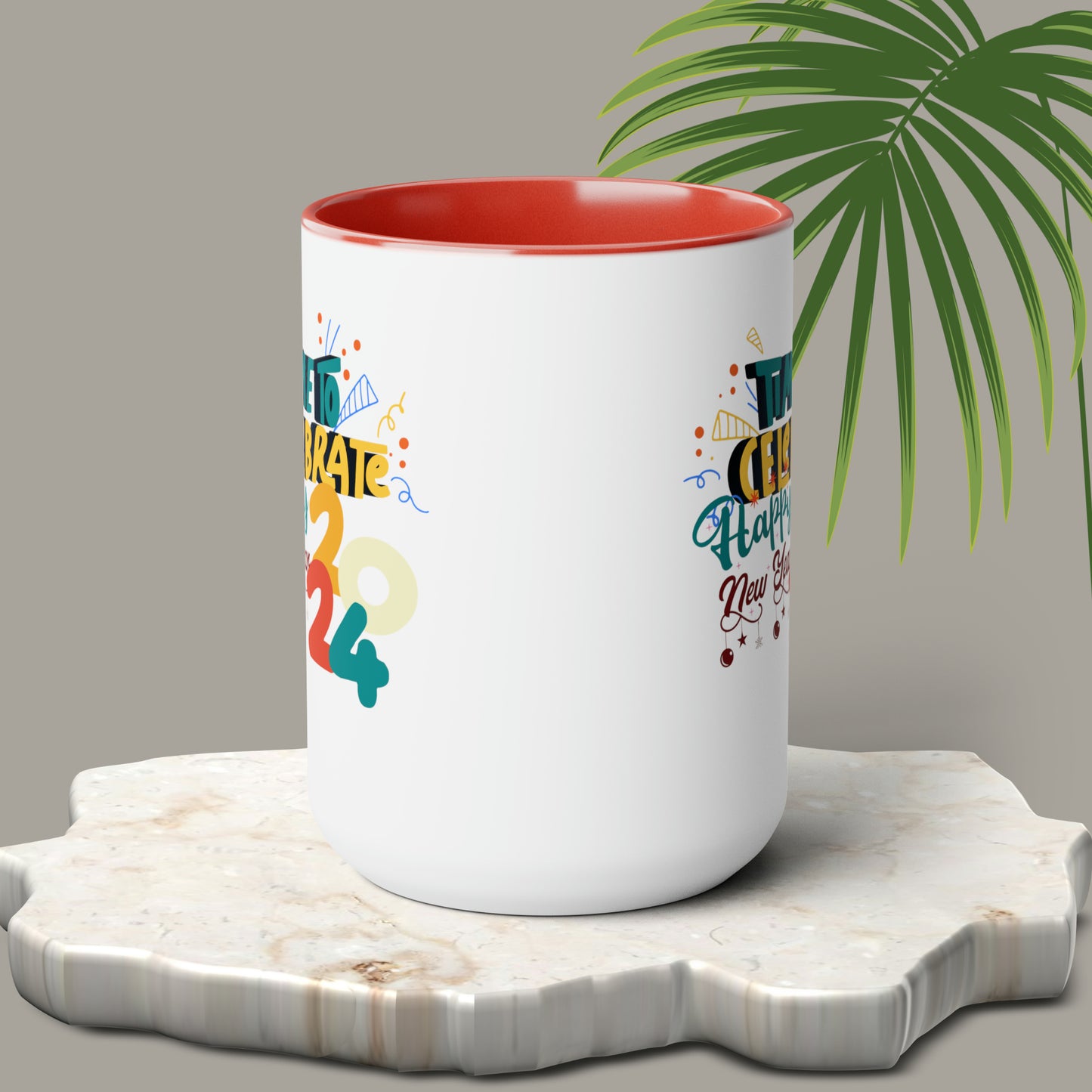 Happy New Year Two-Tone Coffee Mugs, 15oz