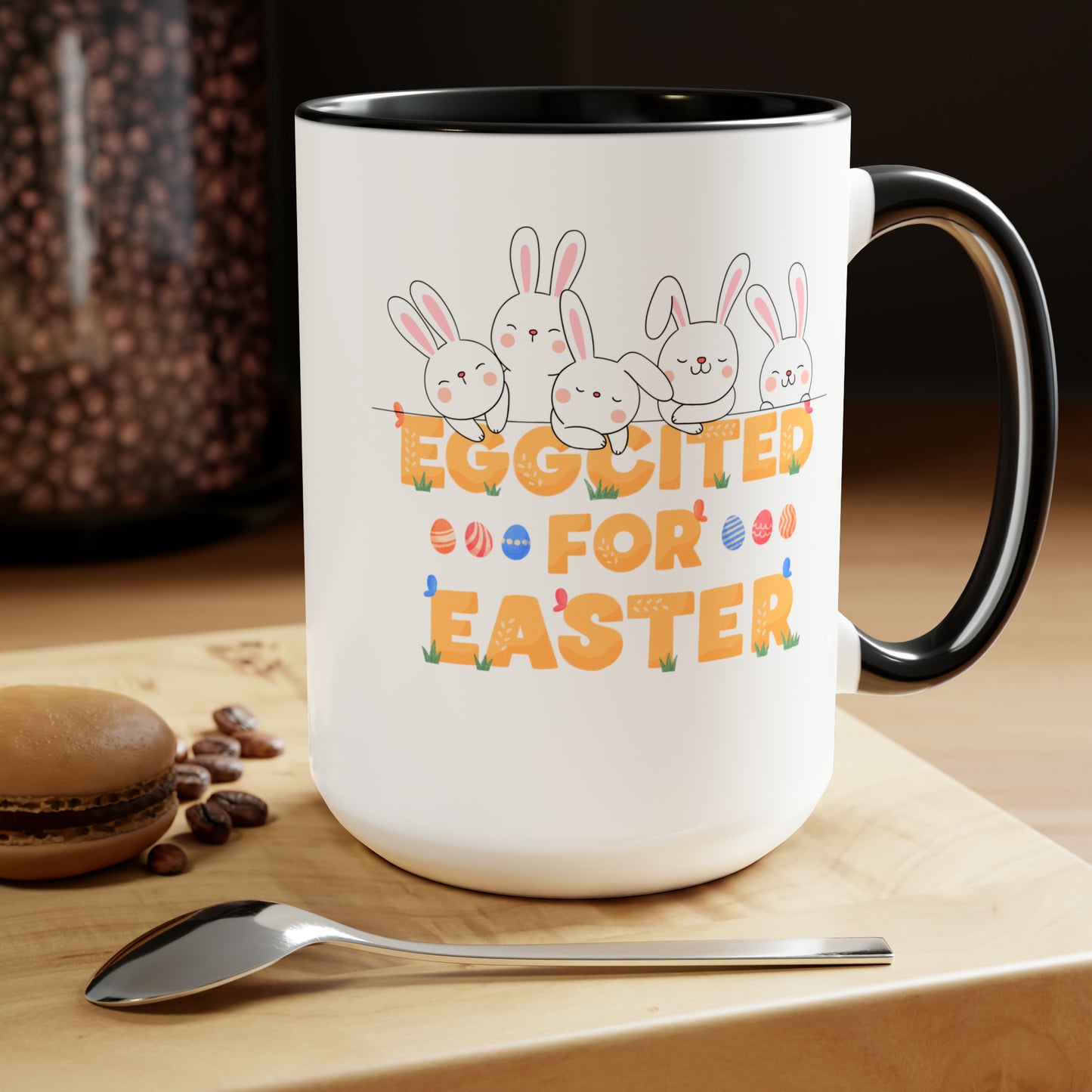 Eggcited For EasterTwo-Tone Coffee Mugs, 15oz