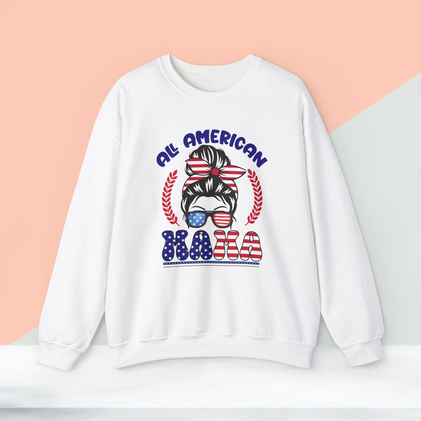 Happy 4th Of July Sweatshirt, All American Mama Sweatshirt, Fourth of July unisex heavy blend crewneck sweatshirt.