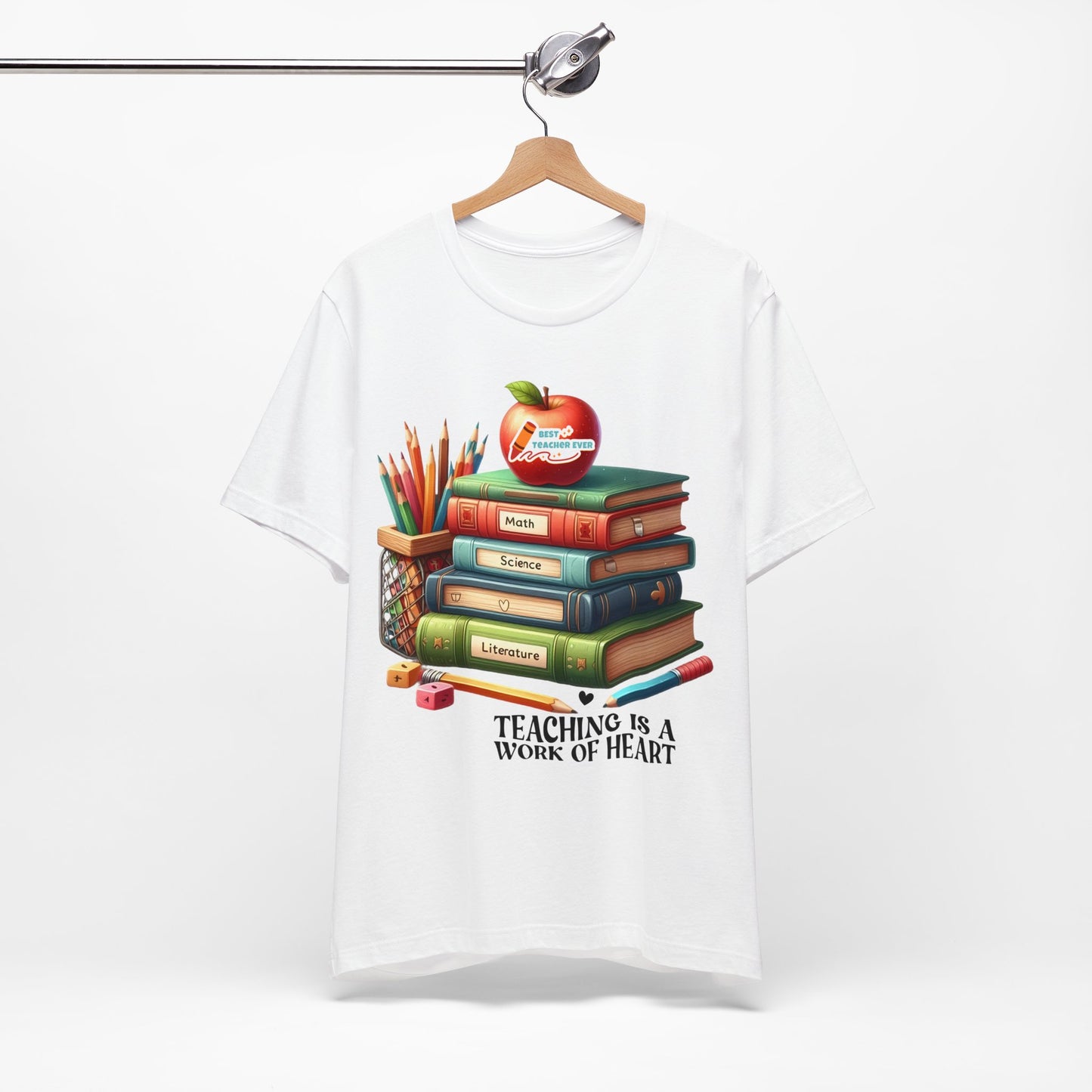 Teaching Is A Work Of Heart T-shirt, Hello Teacher T-Shirt, Back To School T-Shirt, Teach Love Inspire Teacher Shirt, Teacher Back To school unisex jersey short sleeve.First Day Vibes T-Shirt.