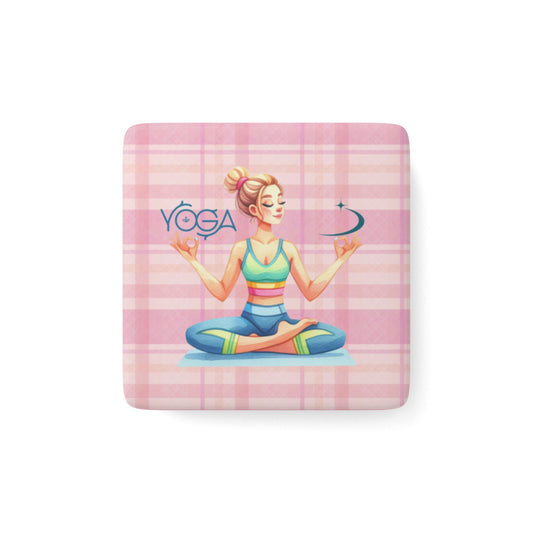 Yoga Porcelain Magnet, Square, Cute Porcelain Magnet, Mindful Gift, Yoga lovers Porcelain Magnet, Yoga Instructor Gift, Gift For Yoga lovers, Gift For Yogi.