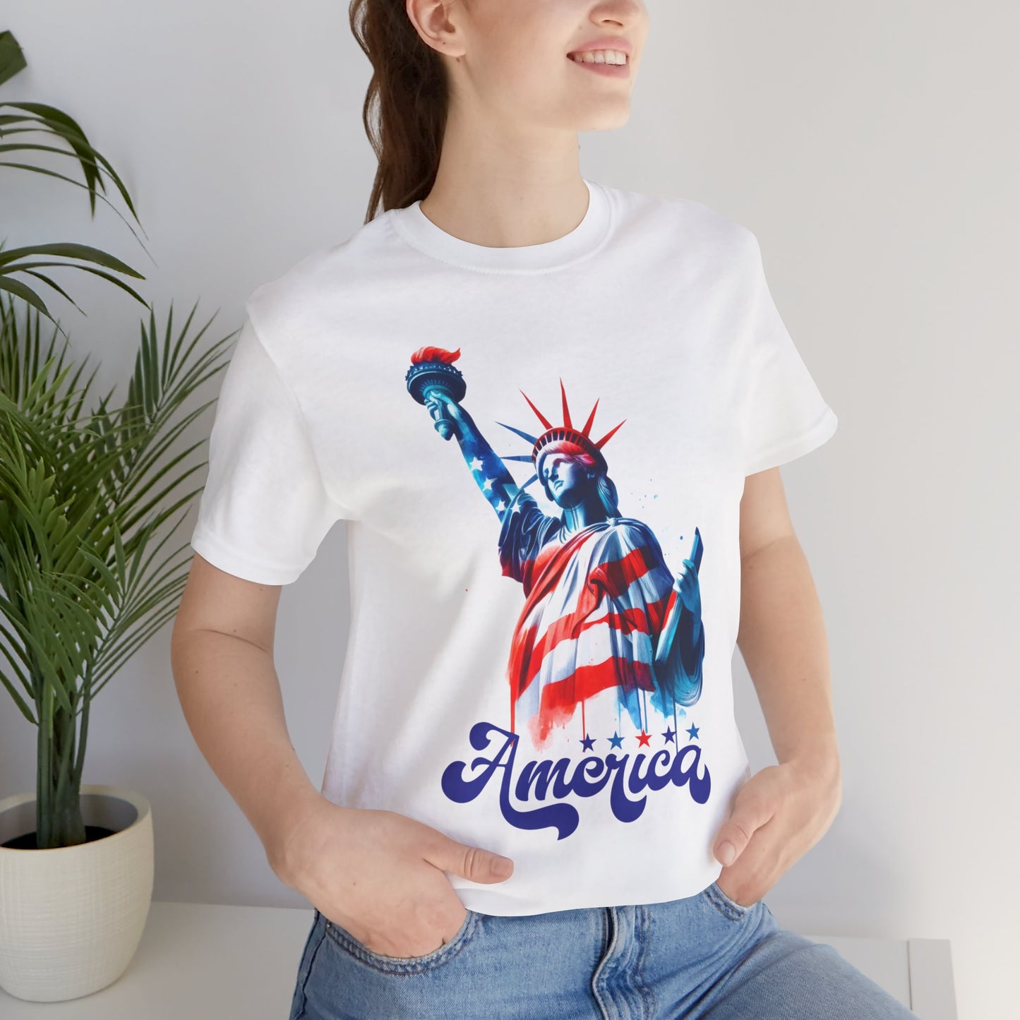 4th of July T-shirt, Sweet Land Of Liberty T-Shirt, Fourth of July unisex jersey short sleeve, America, Flag, Peace Love America. Proud To Be An American, Red White Blue.