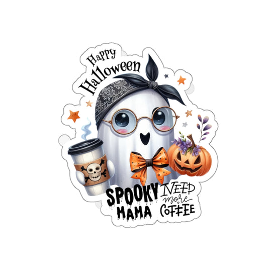 Spooky Mama Kiss-Cut Stickers, Happy Halloween Kiss-Cut Stickers, Spooky Season Kiss-Cut Stickers, Cute Cat Halloween Kiss-Cut Stickers.