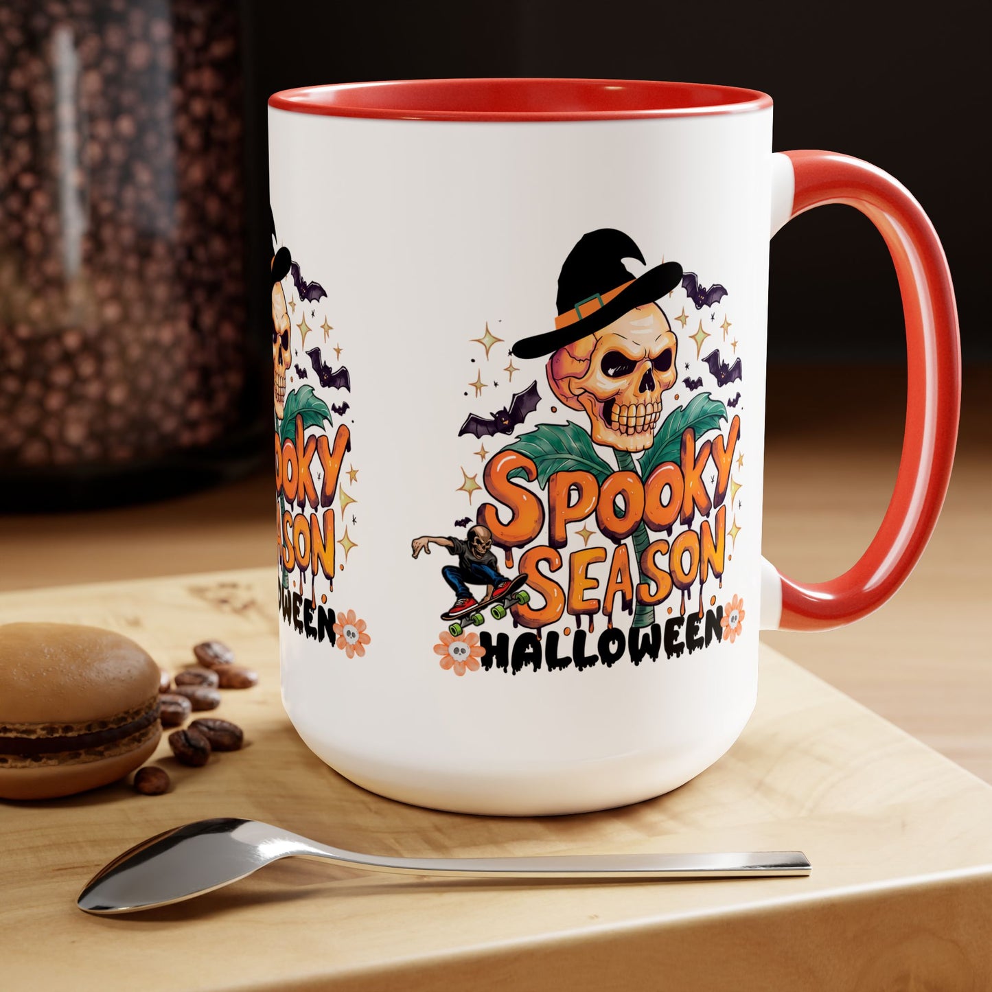 Spooky Season Halloween Coffee Mug, Halloween Coffee Mug, Trick or Treat Halloween Coffee Mug, Cute Skeleton Coffee Mug, Spooky Vibes Halloween Coffee Mug.