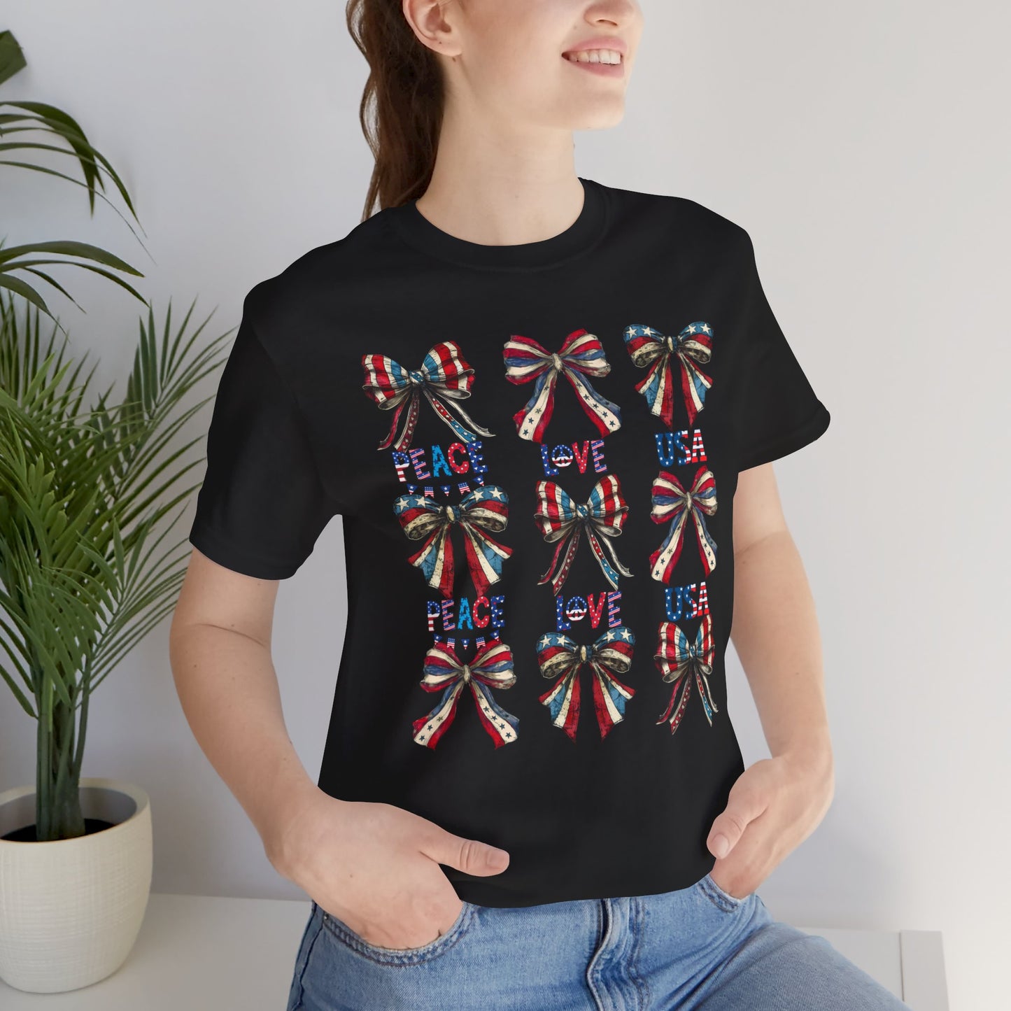 4th of July T-shirt, Sweet Land Of Liberty T-Shirt, Fourth of July unisex jersey short sleeve, America, Flag, Peace Love America. Proud To Be An American, Red White Blue.