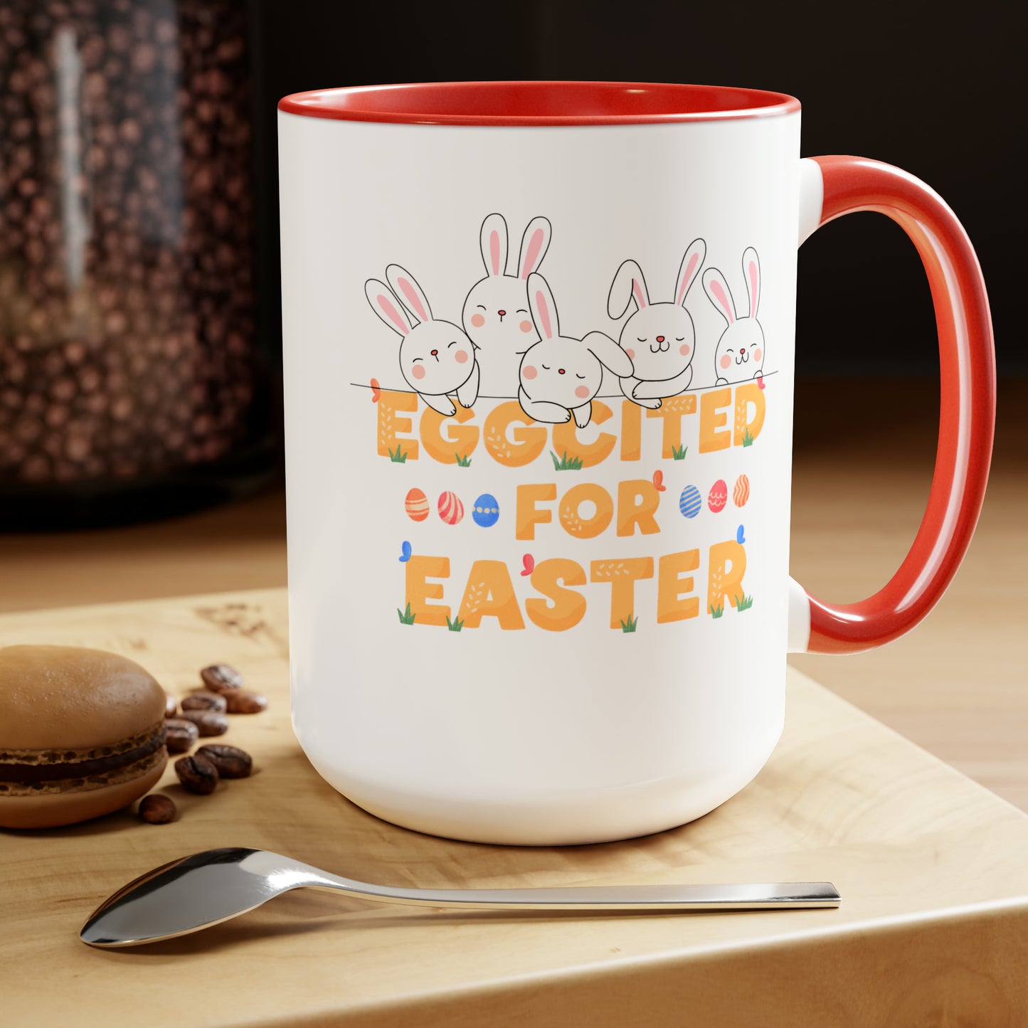 Eggcited For EasterTwo-Tone Coffee Mugs, 15oz