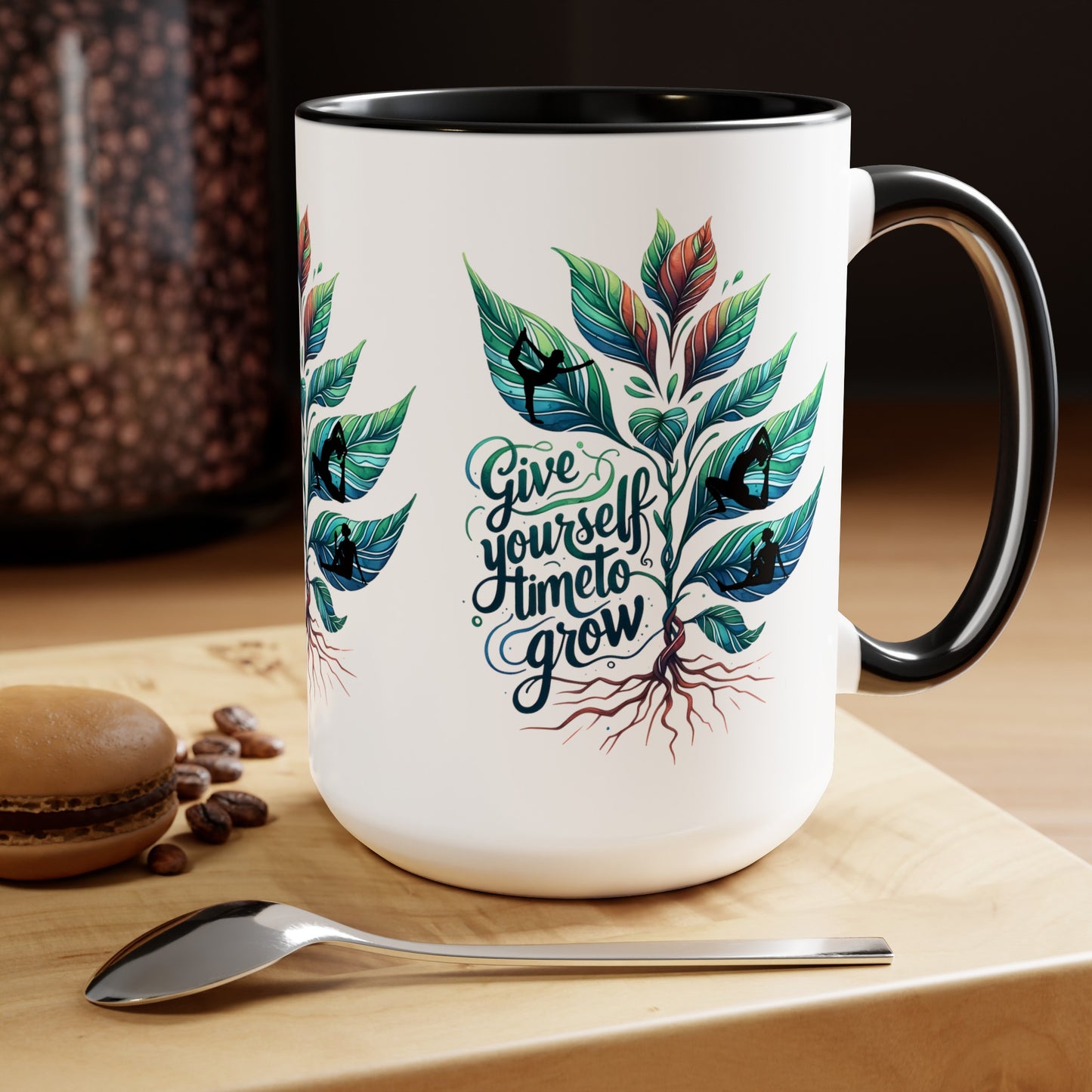 Give Yourself Time To Grow Yoga Coffee Mug, Cute Yoga Coffee Mug, Yoga lovers Coffee Mug, Yoga Instructor Gift, Gift For Yoga lover, Gift For Yogi.