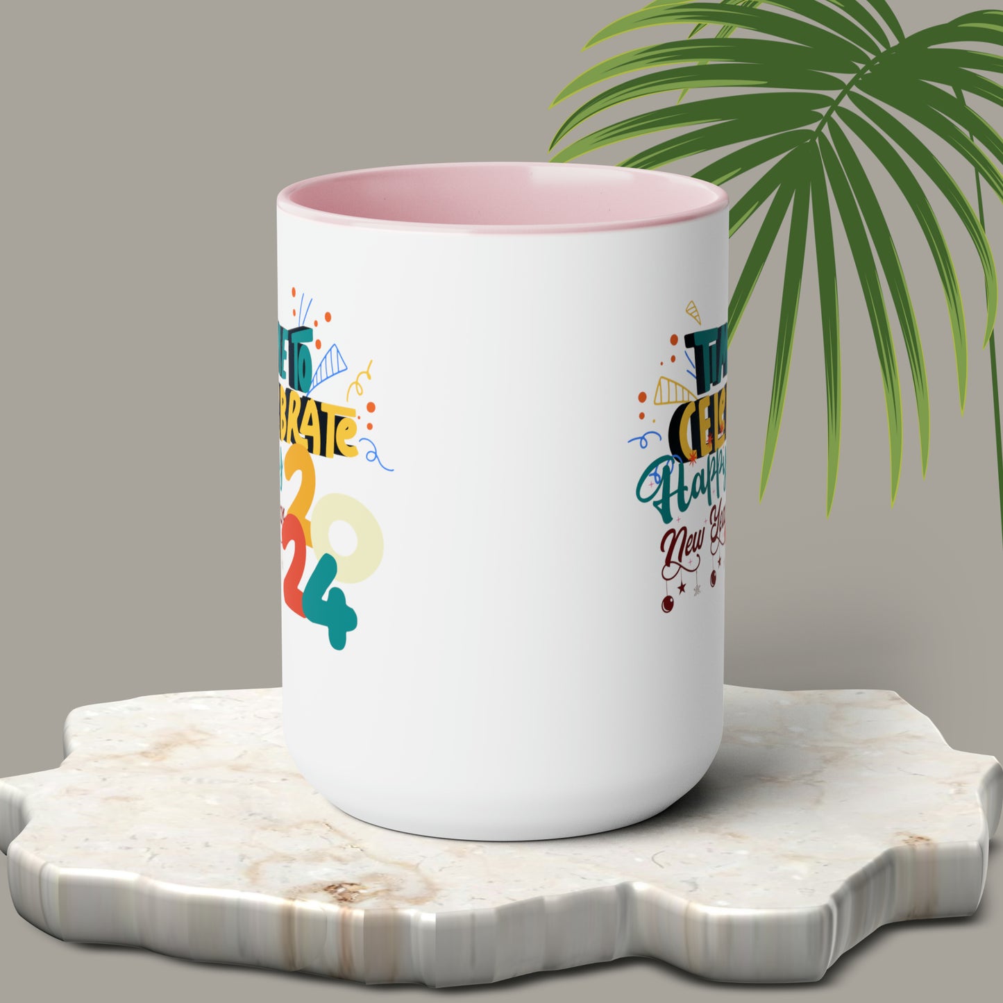 Happy New Year Two-Tone Coffee Mugs, 15oz