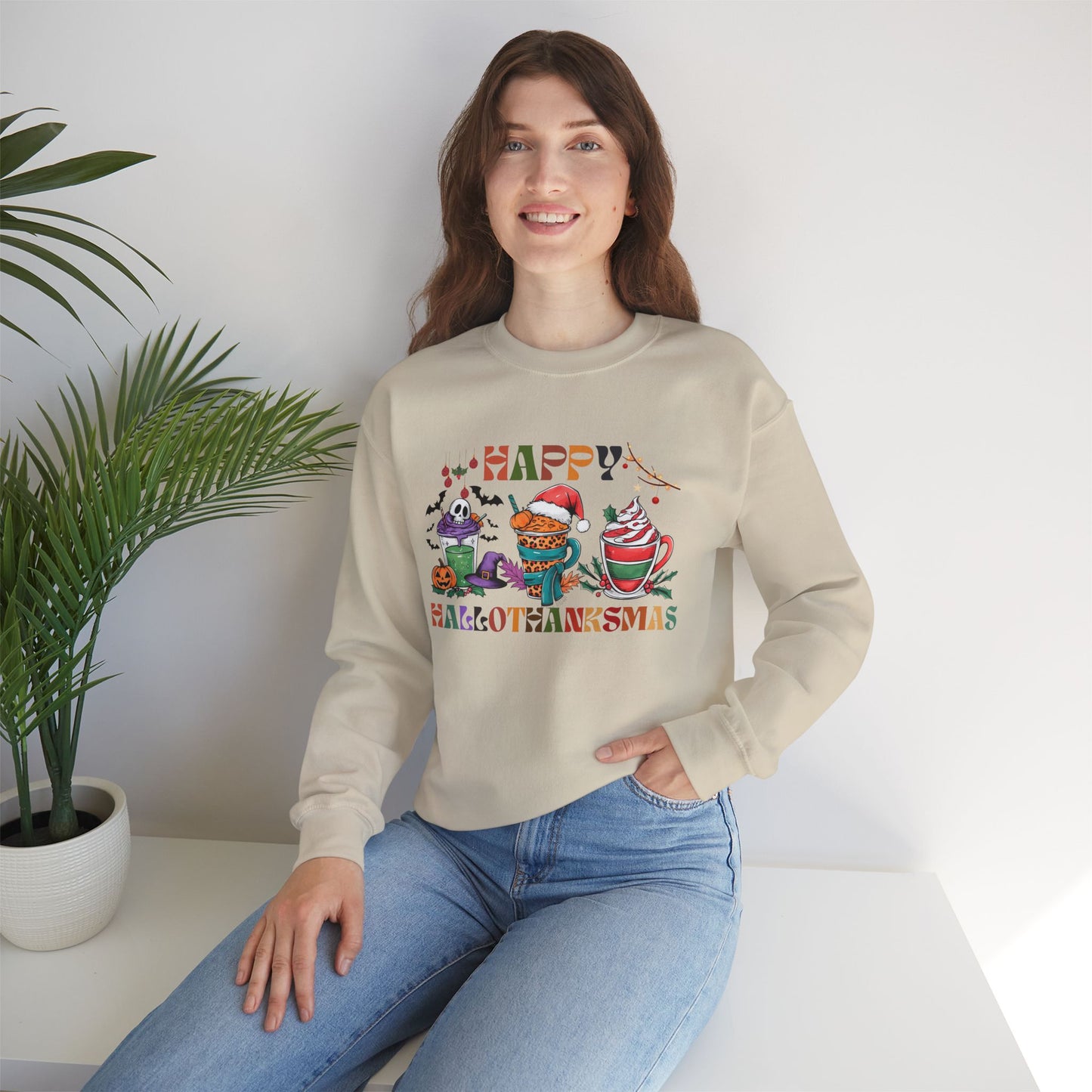 Happy Hellothanksmas Sweatshirt, HappyThanksgiving Sweatshirt - Unisex Heavy Blend, Happy Thanksgiving2024 Sweatshirt, Thanksgiving Gift, Festive Sweatshirt.