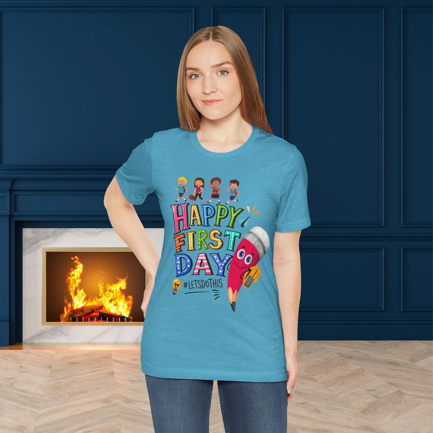 Happy First day T-Shirt, Hello Teacher T-Shirt, Back To School T-Shirt, Teach Love Inspire Teacher Shirt, Teacher Back To school unisex jersey short sleeve.First Day Vibes T-Shirt.