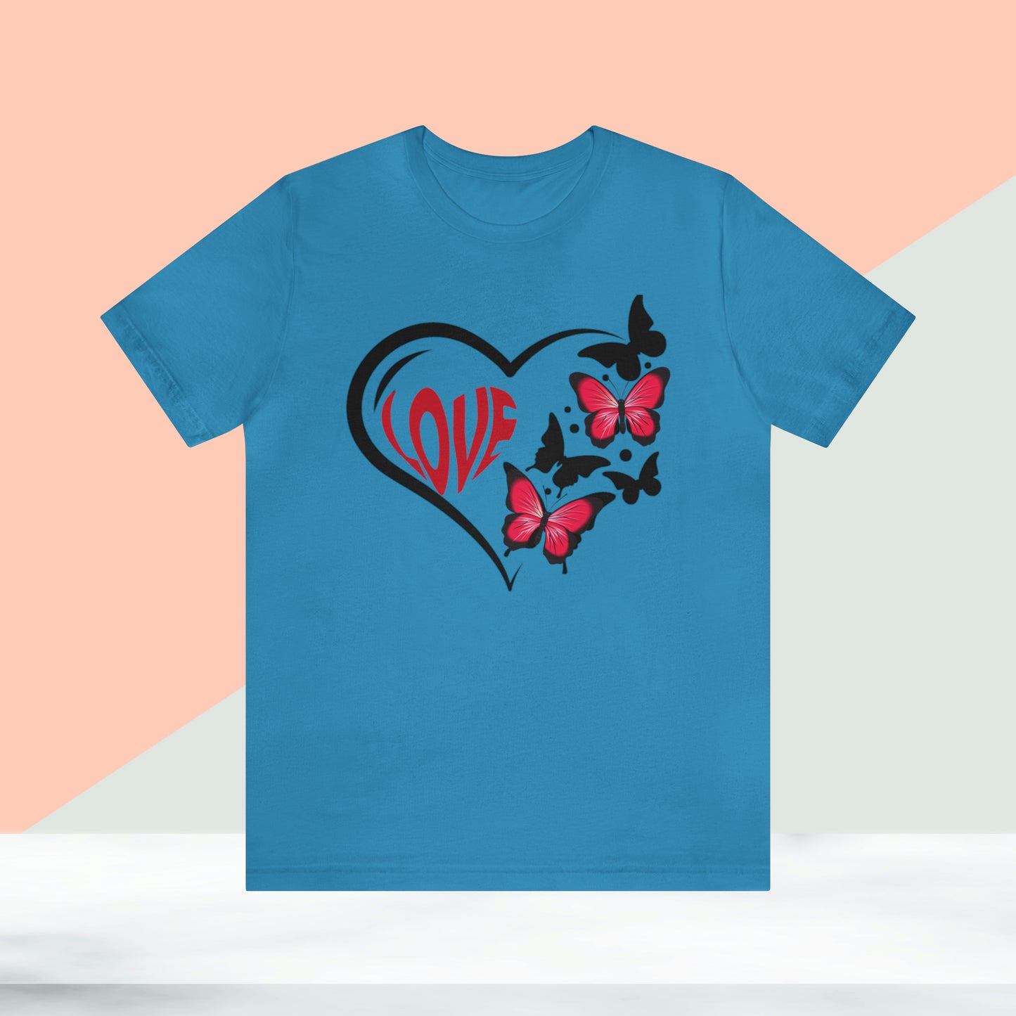 Happy valentines day butterfly heart shape Unisex Jersey Short Sleeve Tee