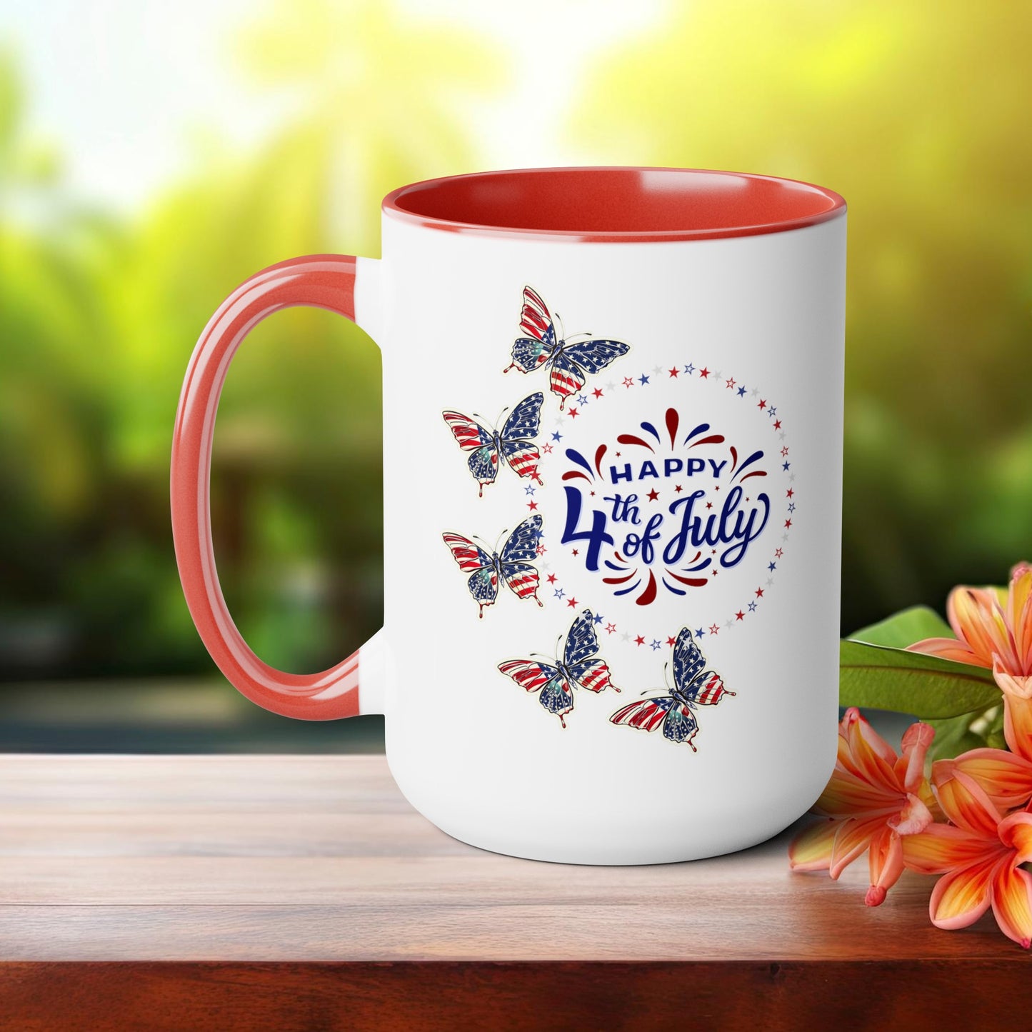 Happy 4th Of July Two -Tone Coffee Mug.15oz.