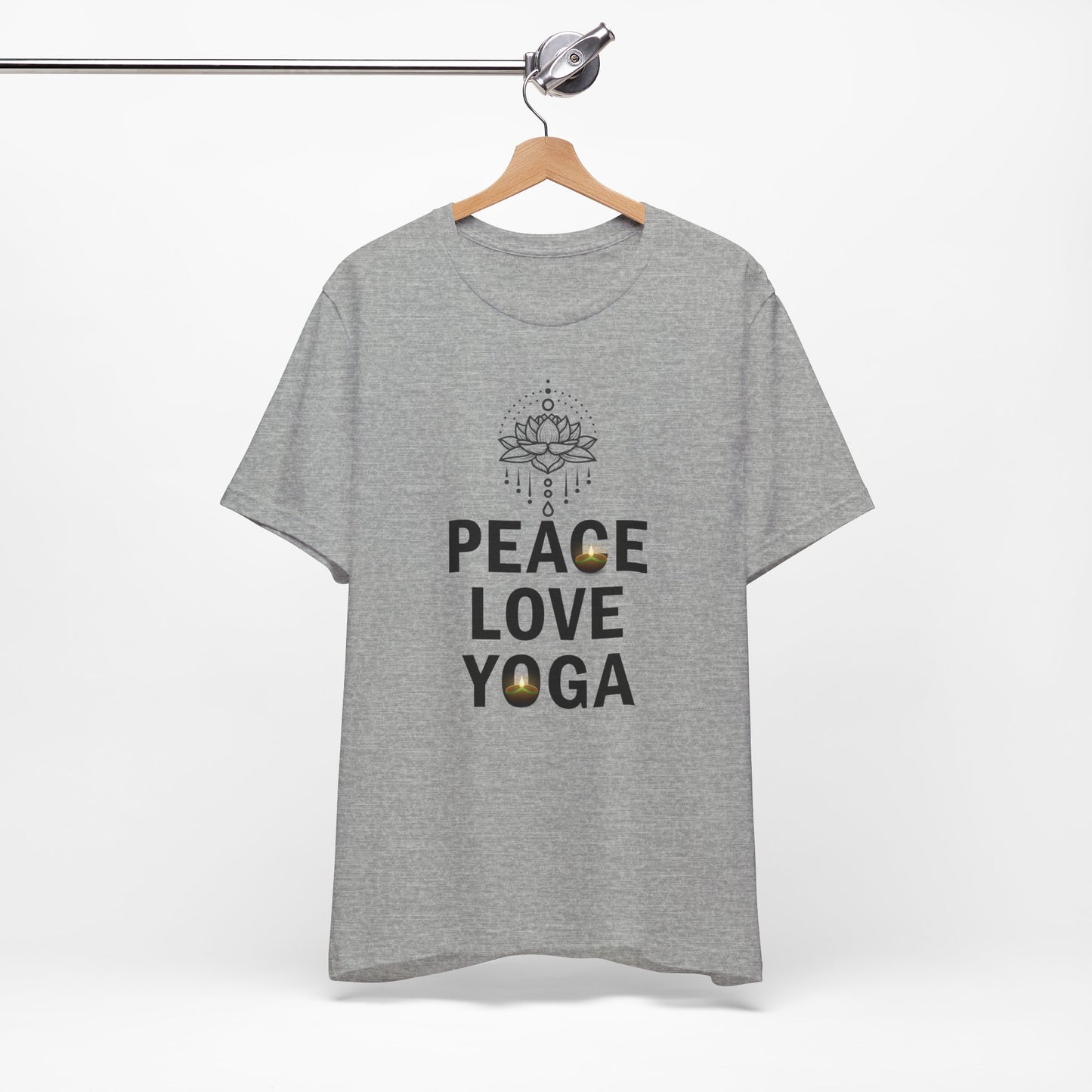 Peace Love Yoga T-Shirt, Cute Yoga workout Shirt, Yoga lovers T-shirt, Yoga Instructor Gift, Gym shirt, Gift For Yoga lover, Gift For Yogi.