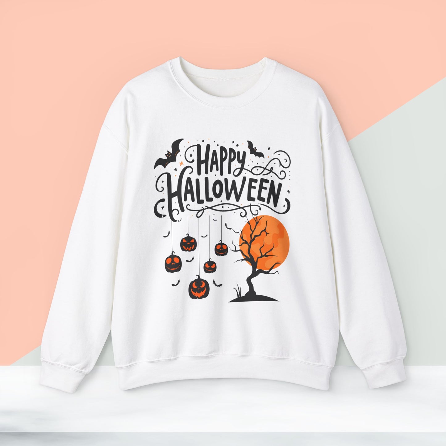 Happy halloween Sweatshirt - Unisex Heavy Blend Crewneck, halloween sweatshirt, cute spooky cat sweatshirt.