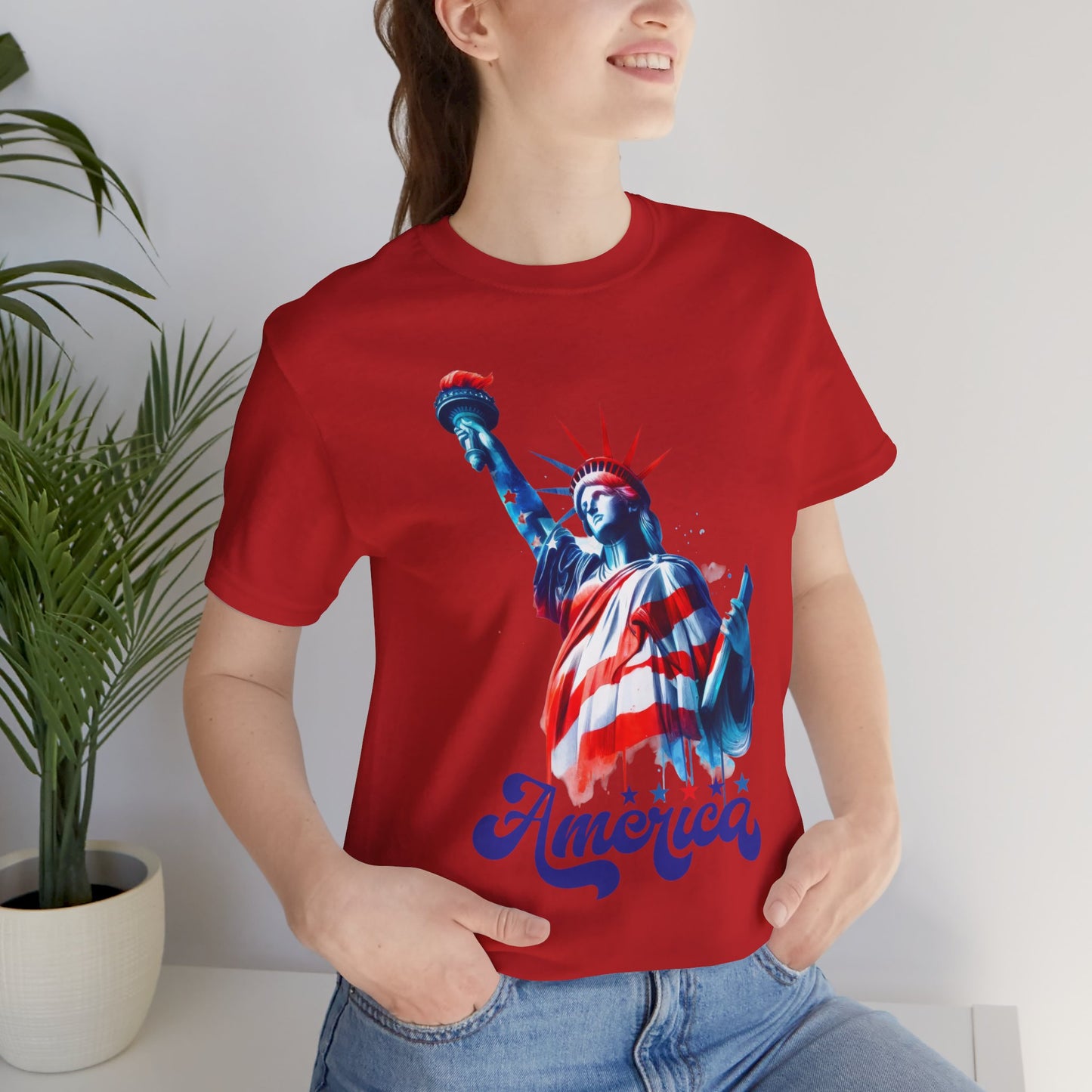 4th of July T-shirt, Sweet Land Of Liberty T-Shirt, Fourth of July unisex jersey short sleeve, America, Flag, Peace Love America. Proud To Be An American, Red White Blue.