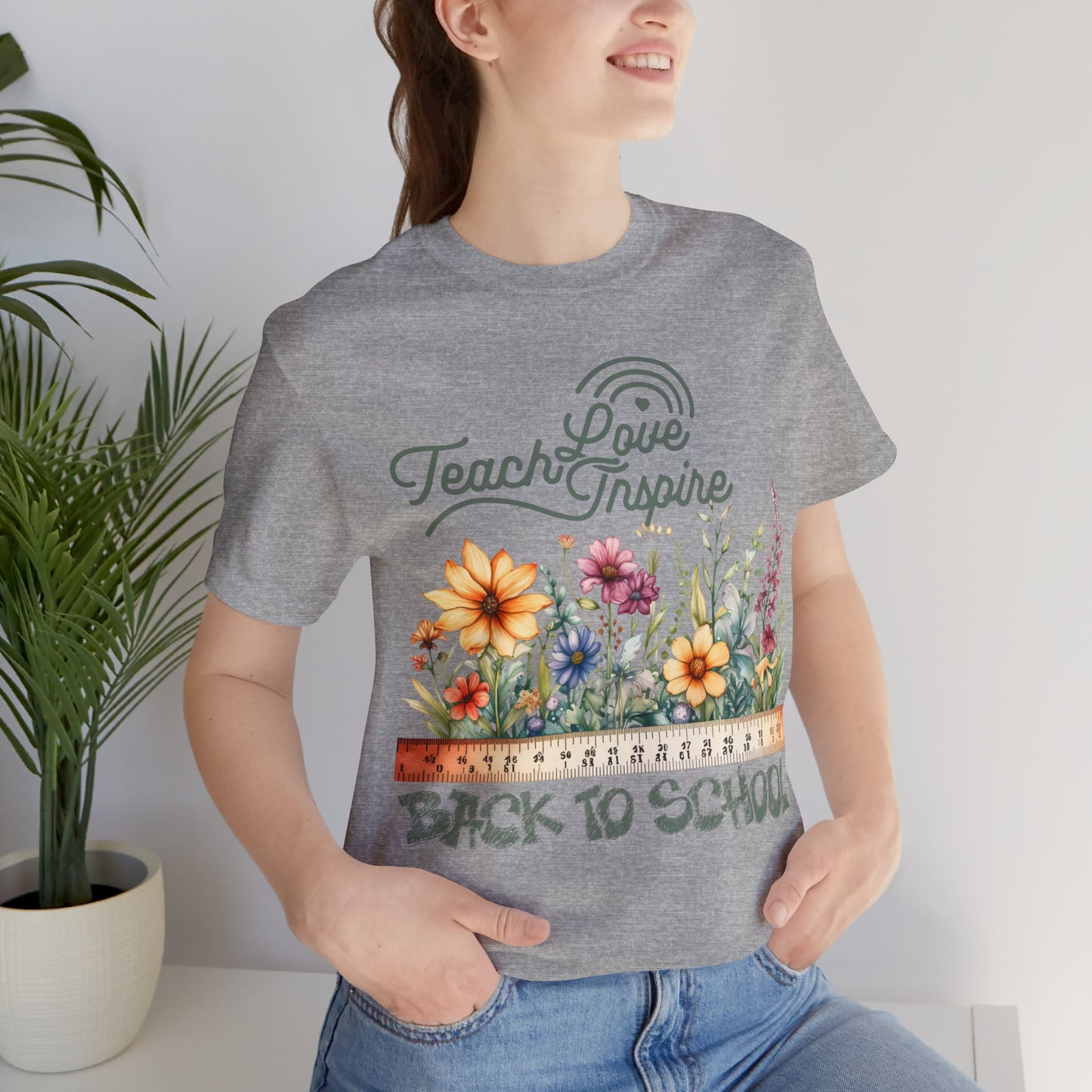 Love Teach Inspire T-Shirt, Back To School T-Shirt, Teacher Back To school unisex jersey short sleeve.First Day Vibes T-Shirt.