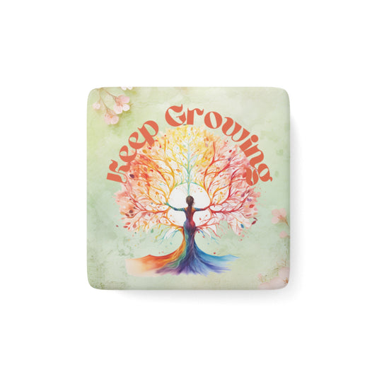 Keep Growing Yoga Porcelain Magnet, Square, Cute Porcelain Magnet, Mindful Gift, Yoga lovers Porcelain Magnet, Yoga Instructor Gift, Gift For Yoga lovers, Gift For Yogi.