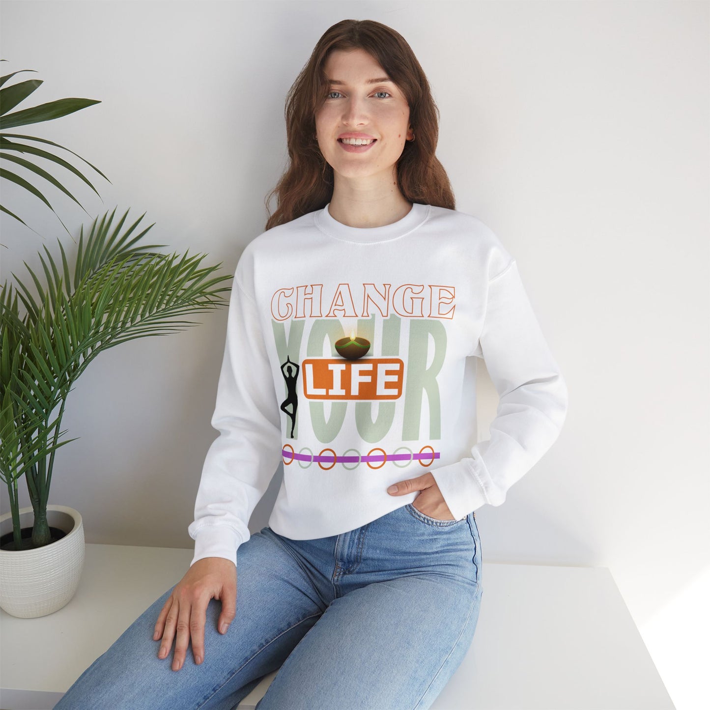 Change Your Life Yoga unisex heavy blend crewneck sweatshirt,Yoga workout Sweatshirt,Yoga lovers Sweatshirt, Yoga Instructor Gift, Gym Sweatshirt, Gift For Yoga lovers, Gift For Yogi.