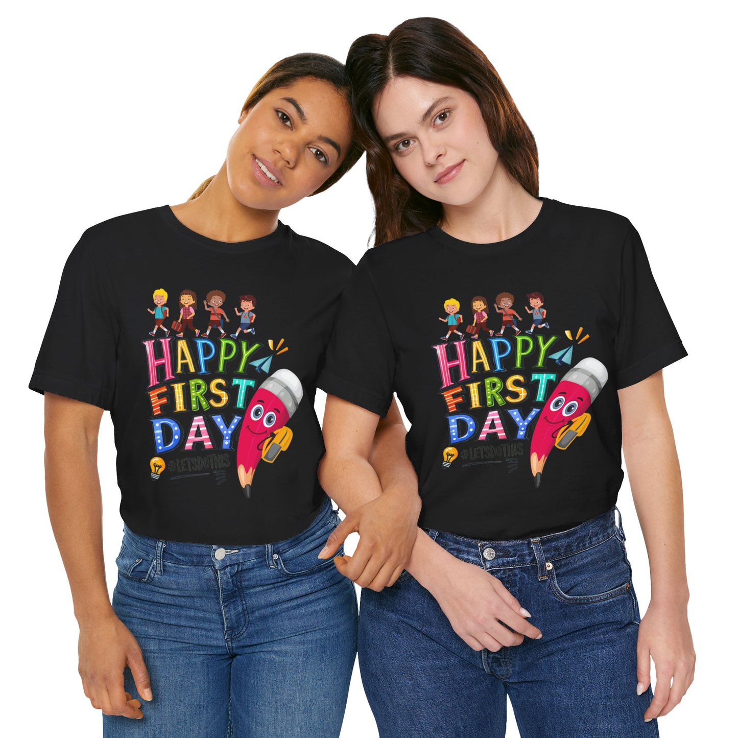 Happy First day T-Shirt, Hello Teacher T-Shirt, Back To School T-Shirt, Teach Love Inspire Teacher Shirt, Teacher Back To school unisex jersey short sleeve.First Day Vibes T-Shirt.