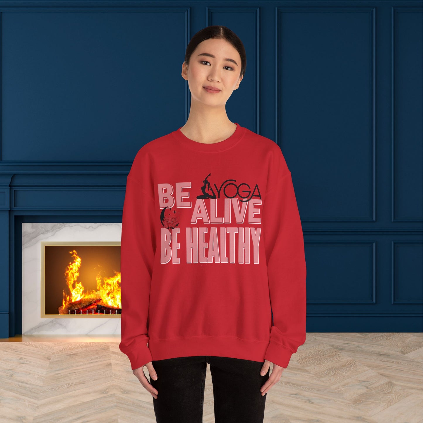 Be Alive Be Healthy Yoga unisex heavy blend crewneck sweatshirt,Yoga workout Sweatshirt,Yoga lovers Sweatshirt, Yoga Instructor Gift, Gym Sweatshirt, Gift For Yoga lovers, Gift For Yogi.