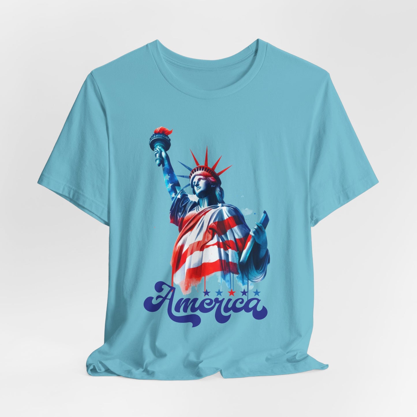 4th of July T-shirt, Sweet Land Of Liberty T-Shirt, Fourth of July unisex jersey short sleeve, America, Flag, Peace Love America. Proud To Be An American, Red White Blue.