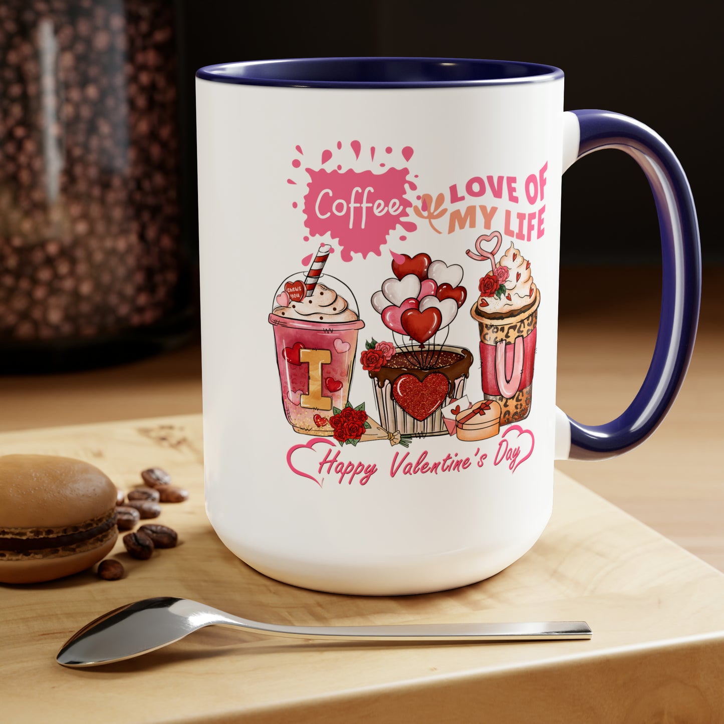 Happy valentines day Two-Tone Coffee Mugs, 15oz