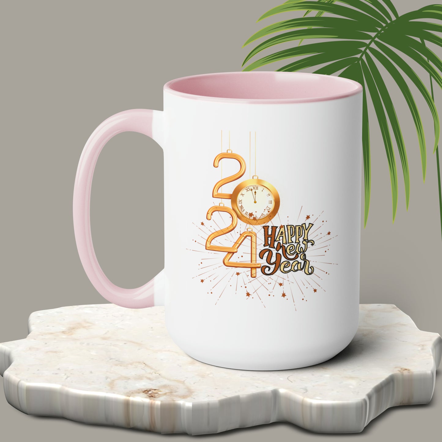 Happy New Year Two-Tone Coffee Mugs, 15oz