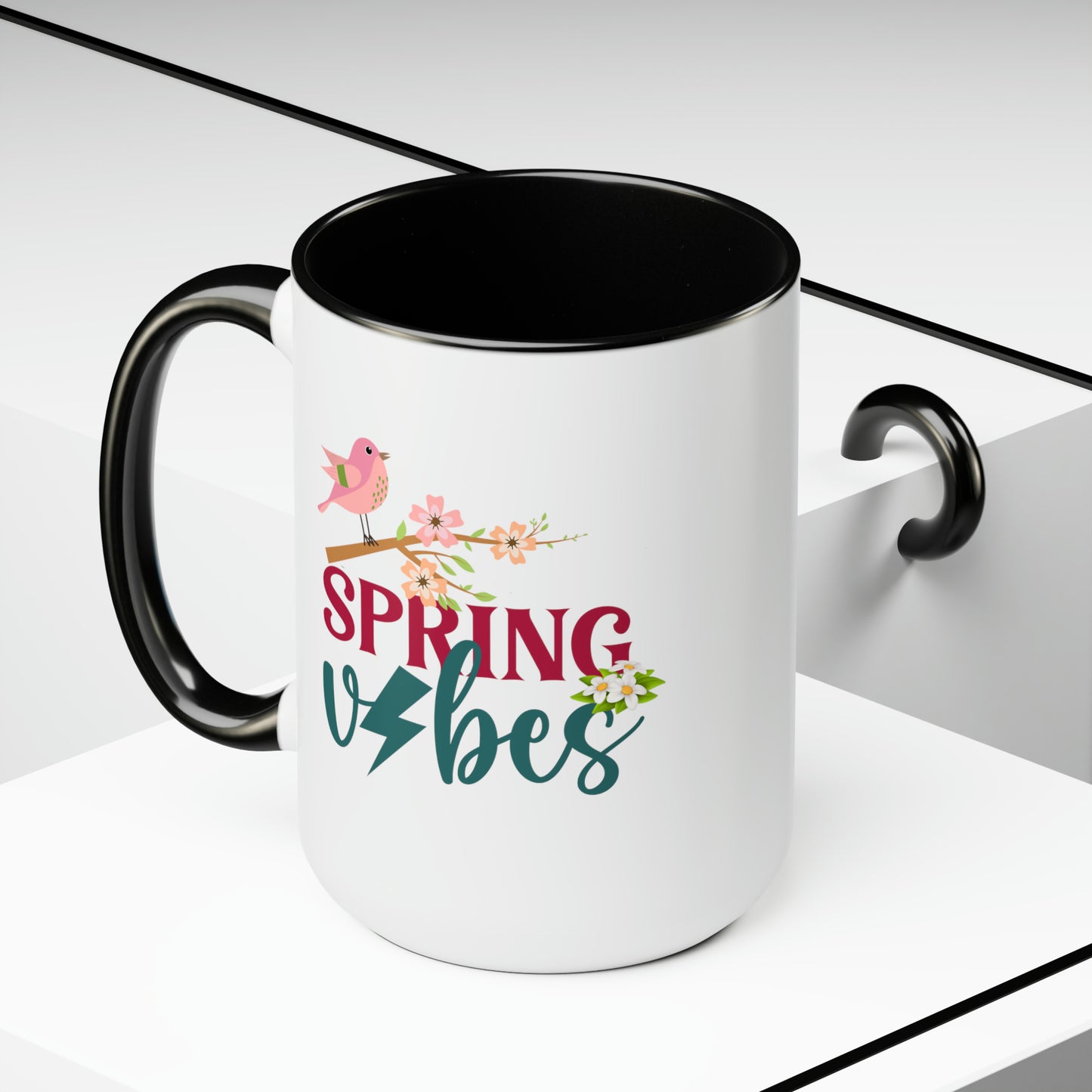 Spring Vibes Trendy two-Tone Coffee Mugs, 15oz