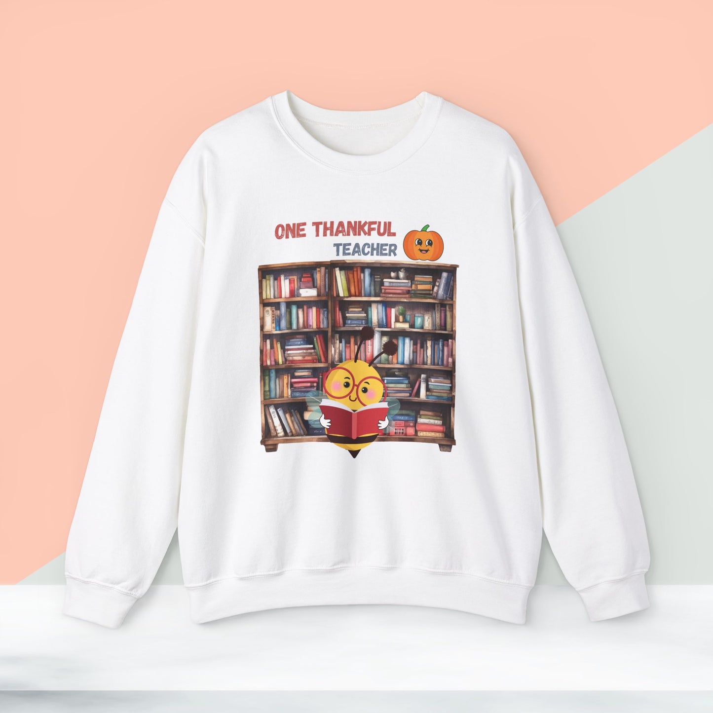 One Thankful Teacher Sweatshirt, HappyThanksgiving Sweatshirt - Unisex Heavy Blend, Happy Thanksgiving2024 Sweatshirt, Thanksgiving Gift, Festive Sweatshirt.