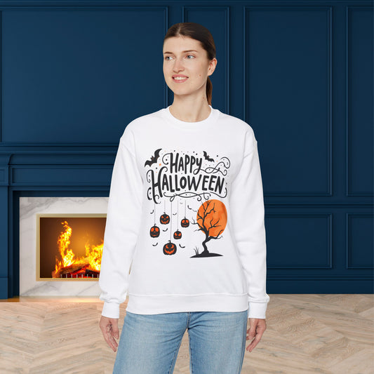 Happy halloween Sweatshirt - Unisex Heavy Blend Crewneck, halloween sweatshirt, cute spooky cat sweatshirt.