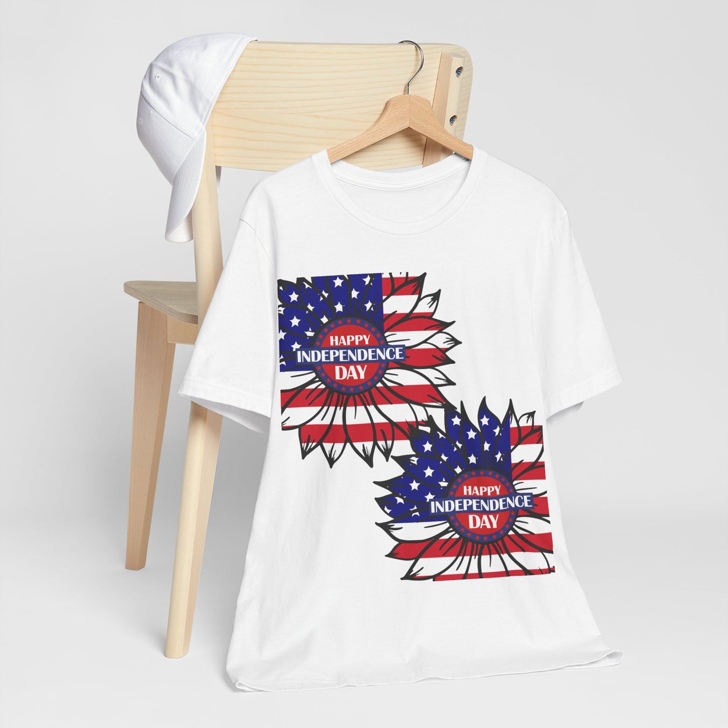 4th of July T-Shirt, Happy Independence Day Sunflower T-Shirt, Fourth of July unisex jersey short sleeve.