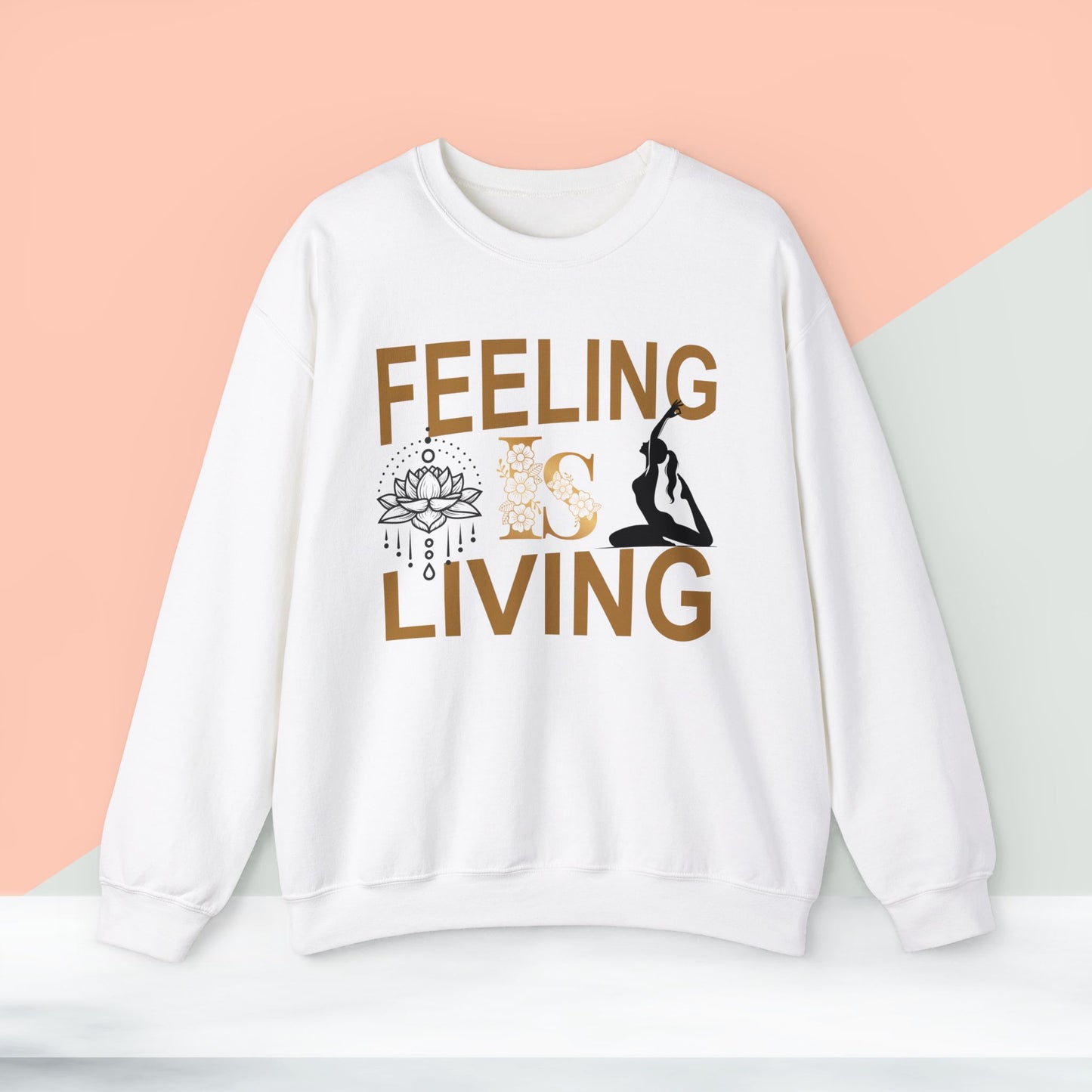 Feeling Is Living Yoga unisex heavy blend crewneck sweatshirt,Yoga workout Sweatshirt,Yoga lovers Sweatshirt, Yoga Instructor Gift, Gym Sweatshirt, Gift For Yoga lovers, Gift For Yogi.