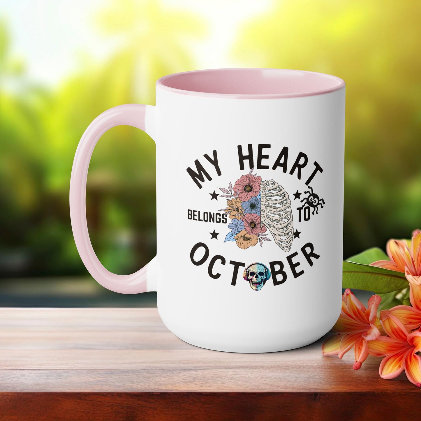 My Heart Belongs To October Halloween Coffee Mug,  Let's Go Halloween Coffee Mug, Trick or Treat Halloween Coffee Mug, Cute Skeleton Coffee Mug, Spooky Season Halloween Coffee Mug.