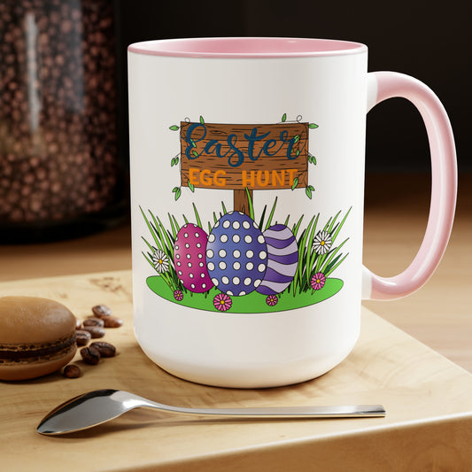 Easter Egg Hunt Two-Tone Coffee Mugs, 15oz