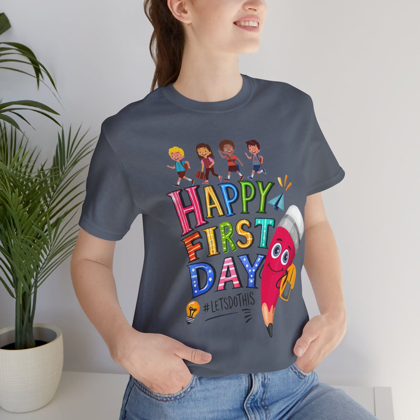 Happy First day T-Shirt, Hello Teacher T-Shirt, Back To School T-Shirt, Teach Love Inspire Teacher Shirt, Teacher Back To school unisex jersey short sleeve.First Day Vibes T-Shirt.