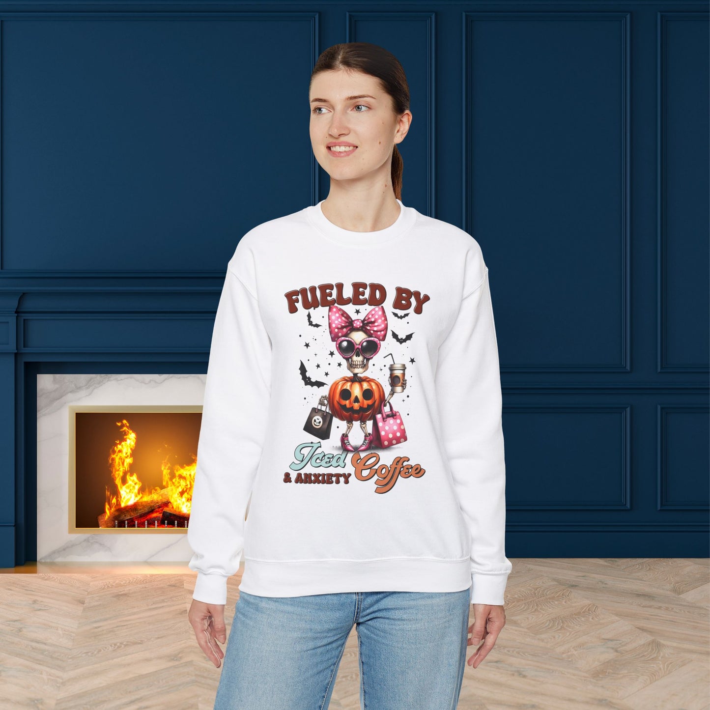 Halloween Sweatshirt, Happy Halloween Sweatshirt - Unisex Heavy Blend Crewneck, Halloween Sweatshirt, Cute Spooky Ghost sweatshirt.