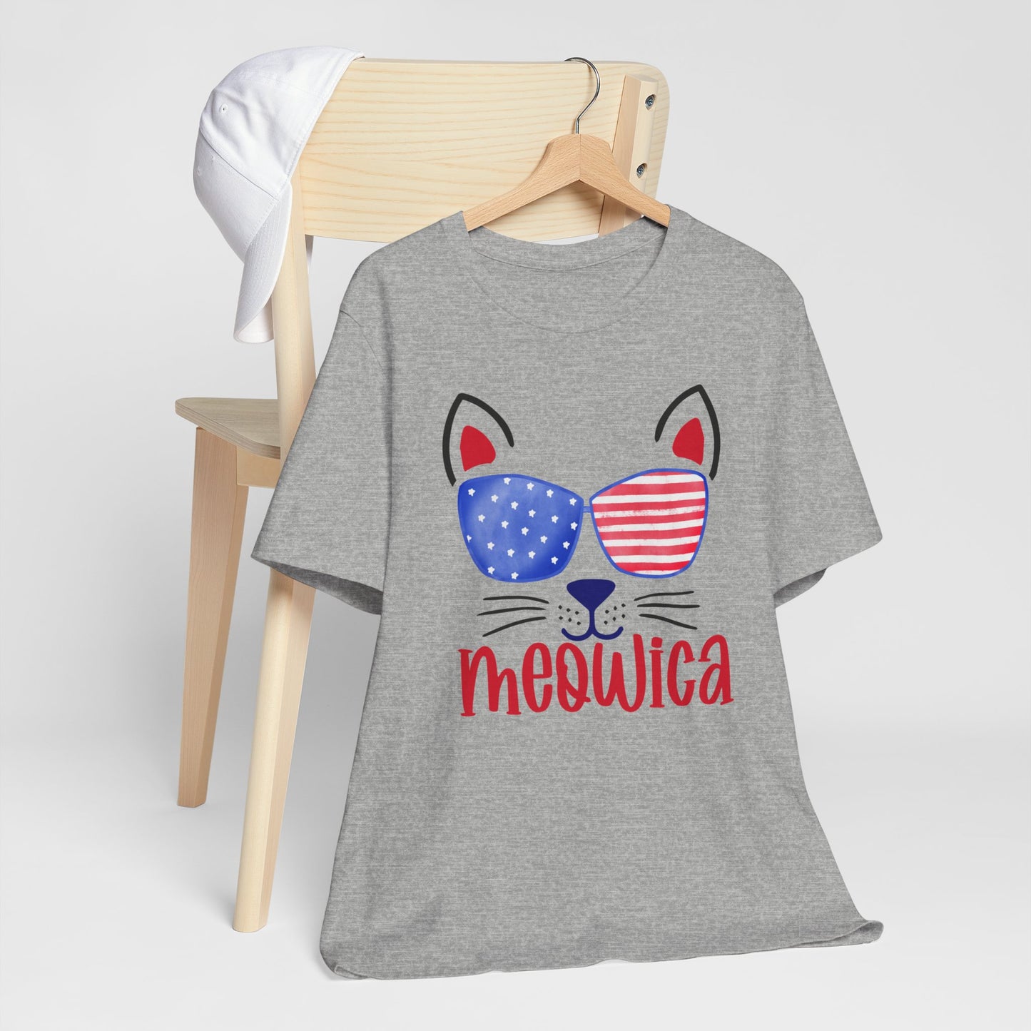 4th of July T-Shirt, Meowica T-shirt,  Fourth of July unisex jersey short sleeve.