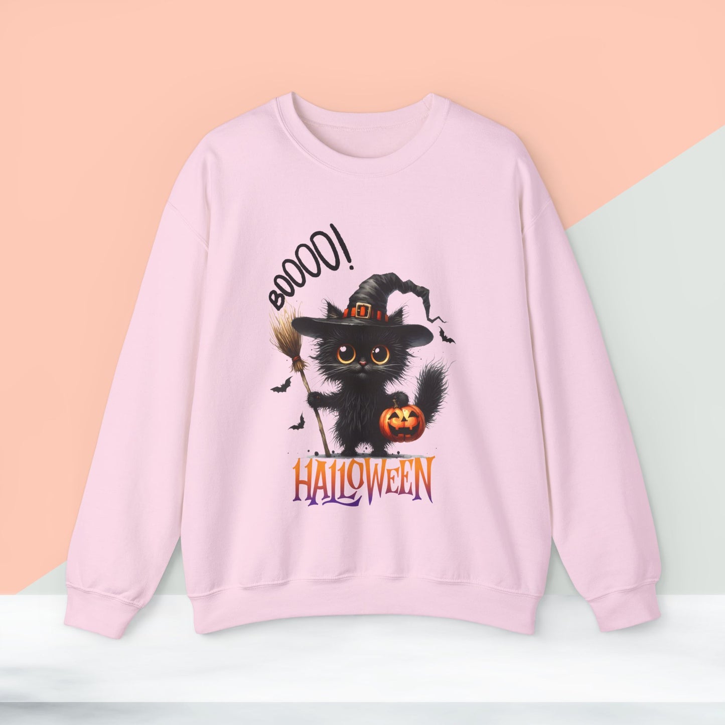 Spooky Cat Halloween Sweatshirt - Unisex Heavy Blend Crewneck, halloween sweatshirt, cute spooky cat sweatshirt.