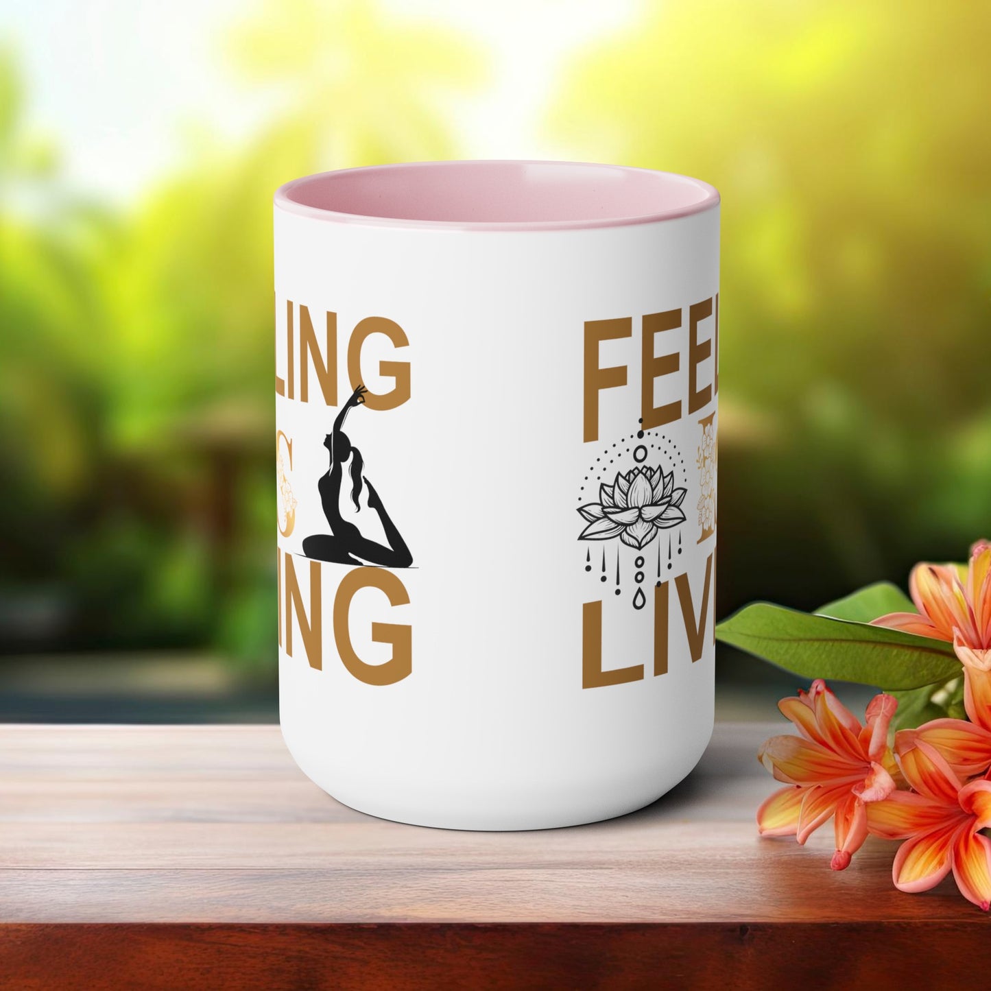 Feeling Is Living Yoga Coffee Mug, Cute Yoga Coffee Mug, Yoga lovers Coffee Mug, Yoga Instructor Gift, Gift For Yoga lover, Gift For Yogi.