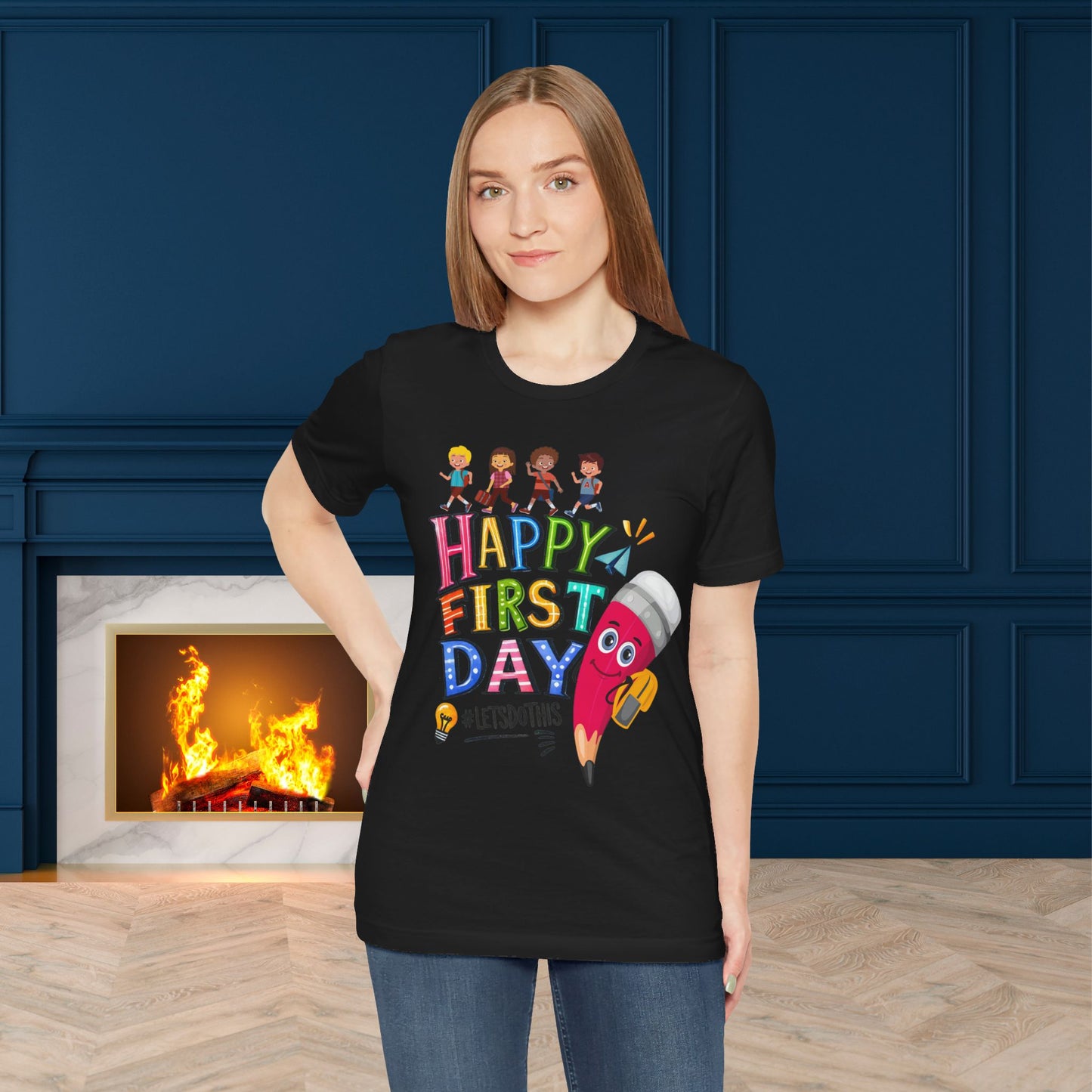 Happy First day T-Shirt, Hello Teacher T-Shirt, Back To School T-Shirt, Teach Love Inspire Teacher Shirt, Teacher Back To school unisex jersey short sleeve.First Day Vibes T-Shirt.