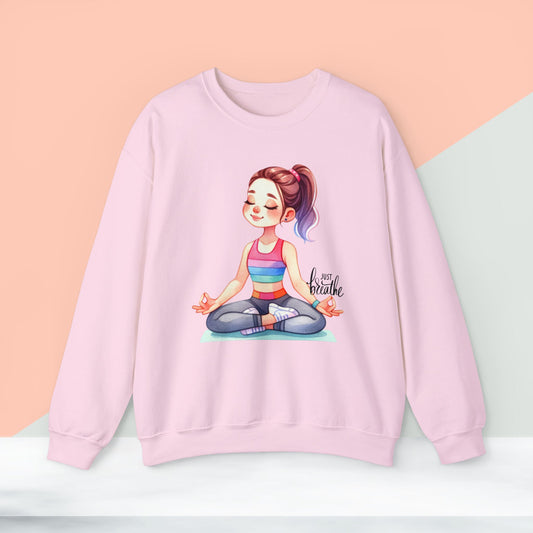 Just Breathe Yoga unisex heavy blend crewneck sweatshirt,Yoga workout Sweatshirt,Yoga lovers Sweatshirt, Yoga Instructor Gift, Gym Sweatshirt, Gift For Yoga lovers, Gift For Yogi.